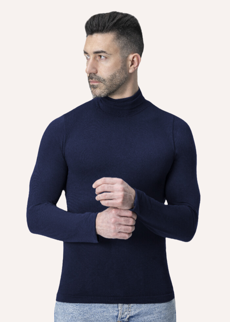 Maglia Dolcevita da Uomo a manica lunga in Modal Ultralight con Cashmere | Tecnologia Seamless senza cuciture | Confezione Singola | LORDCASH