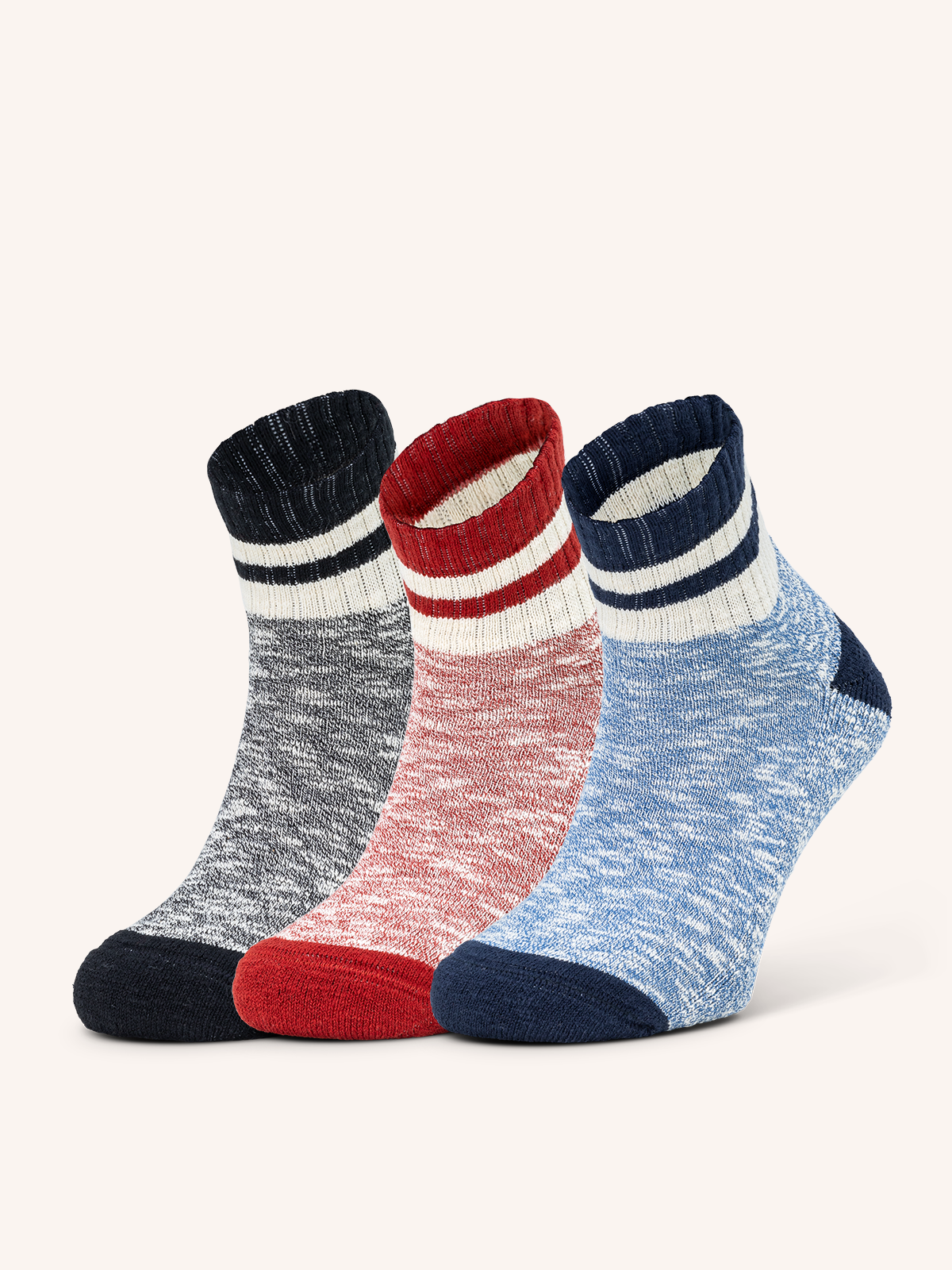 Calza Corta Melange in Cotone per Uomo | Fantasia | Confezione da 3 Paia | Country U F