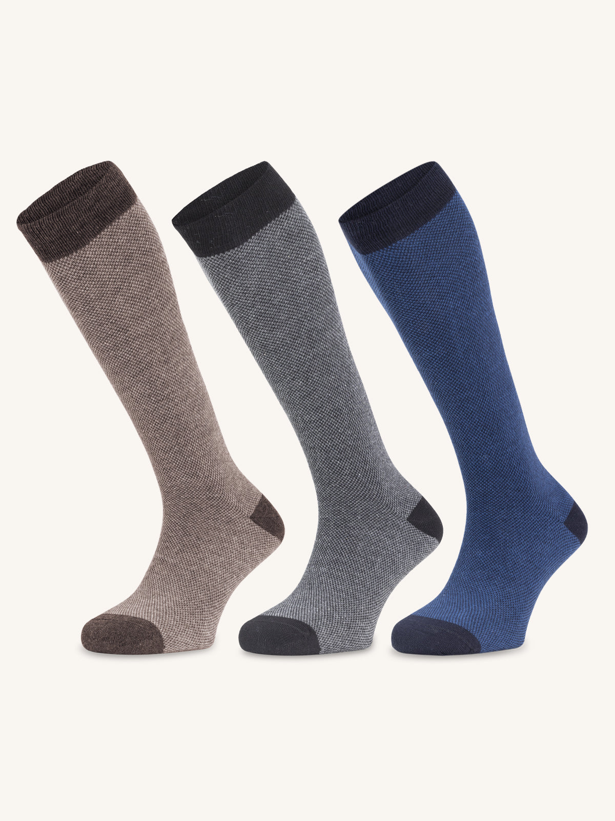 Long Socks in Jacquard Cotton for Men | Plain Color | Pack of 3 pairs | Jack L
