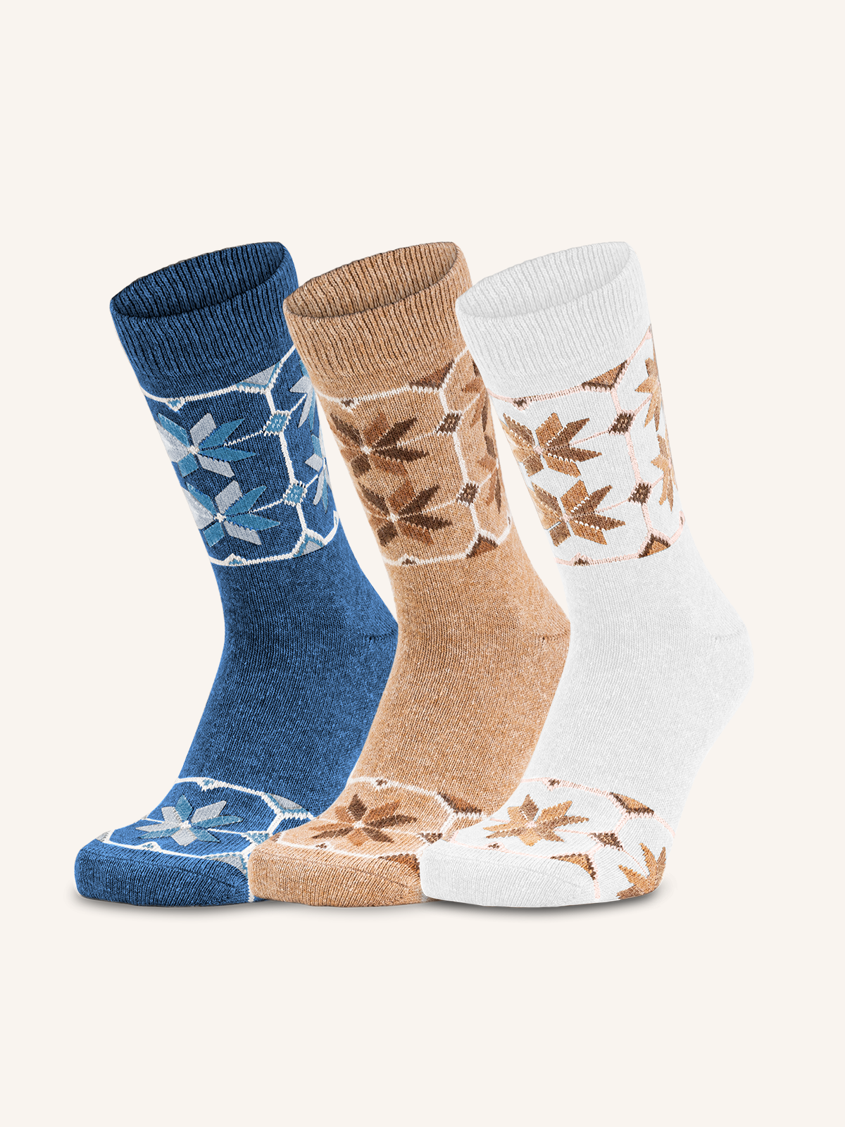 Calza Corta in mischia Angora per Donna | Fantasia | Confezione da 3 paia | Alce