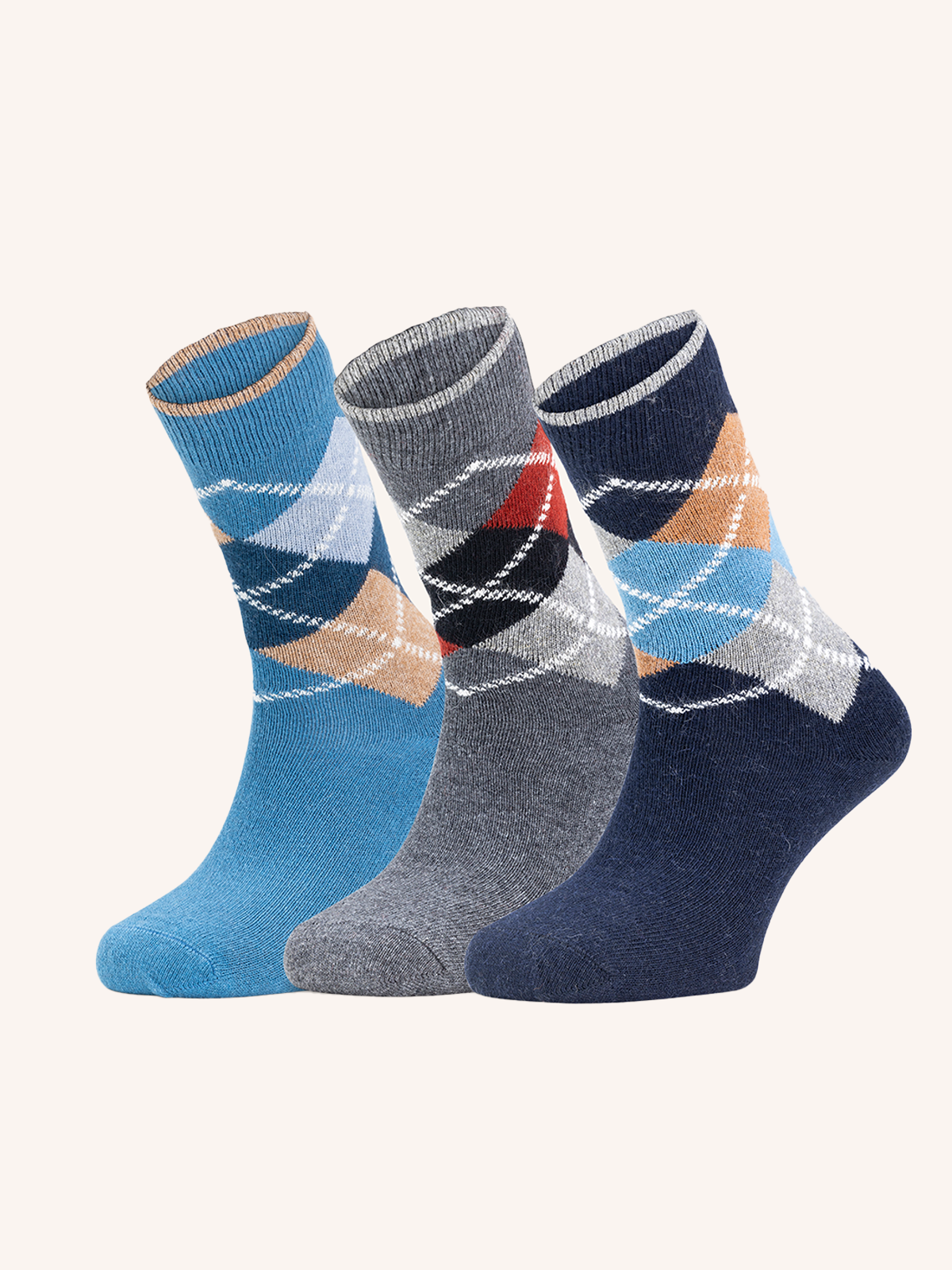 Calza Corta in Cotone & Angora per Uomo | Fantasia | Confezione da 3 paia | Alpiez C