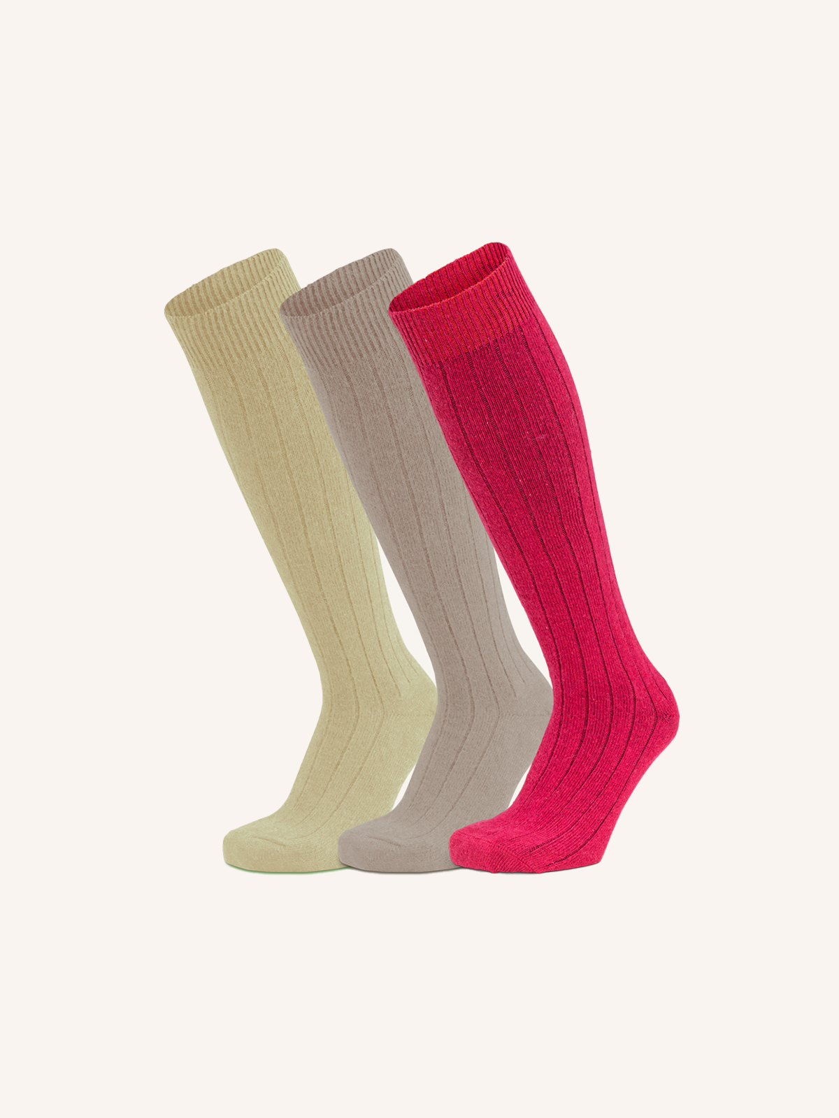 Long Socks in Angora, Cotton and Viscose for Women | Plain Color | Pack of 3 Pairs | Angor