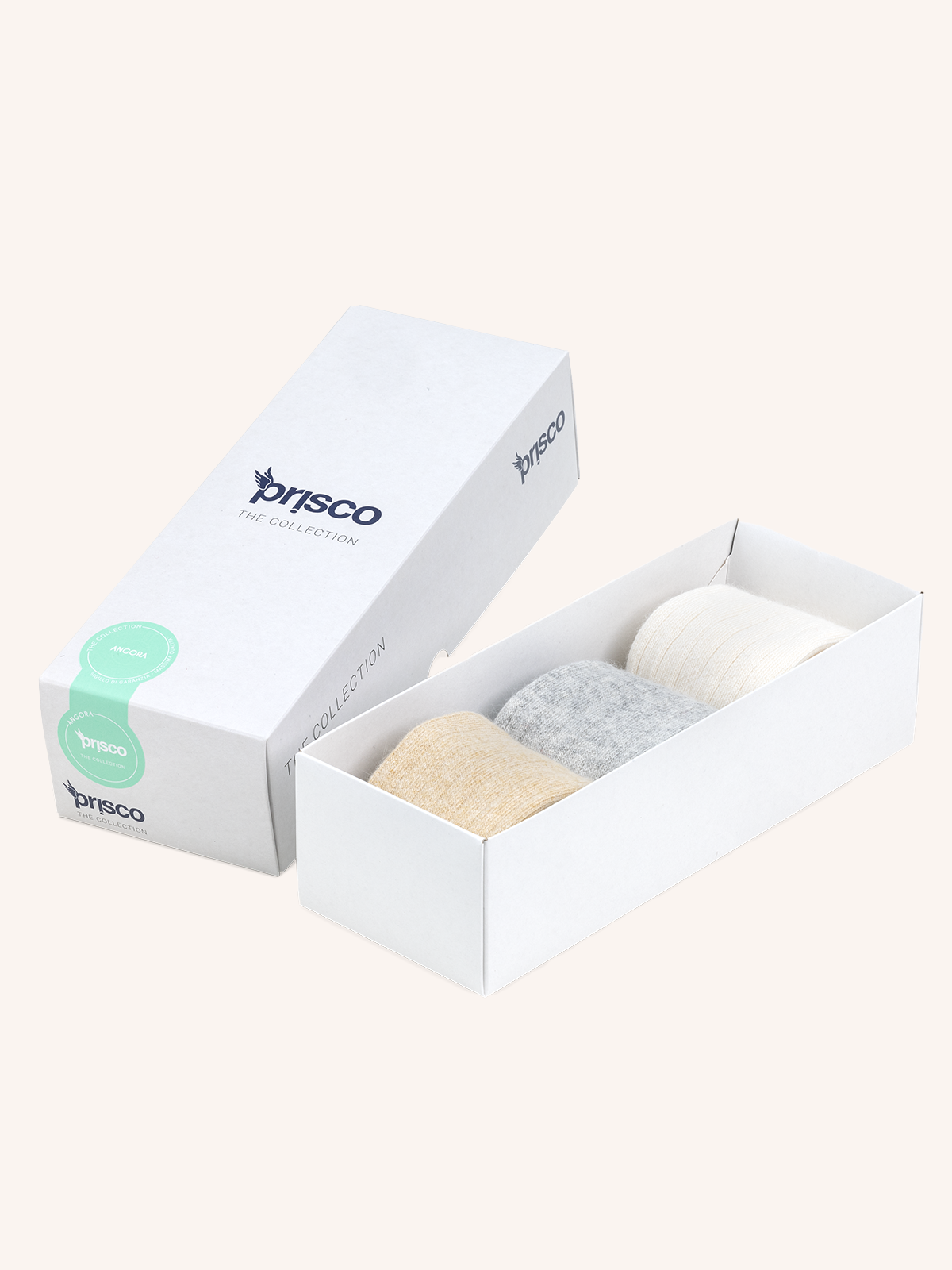 Long Ribbed Sock in Angora, Cotton and Viscose for Men | Plain Color | Pack of 3 Pairs | Blond L