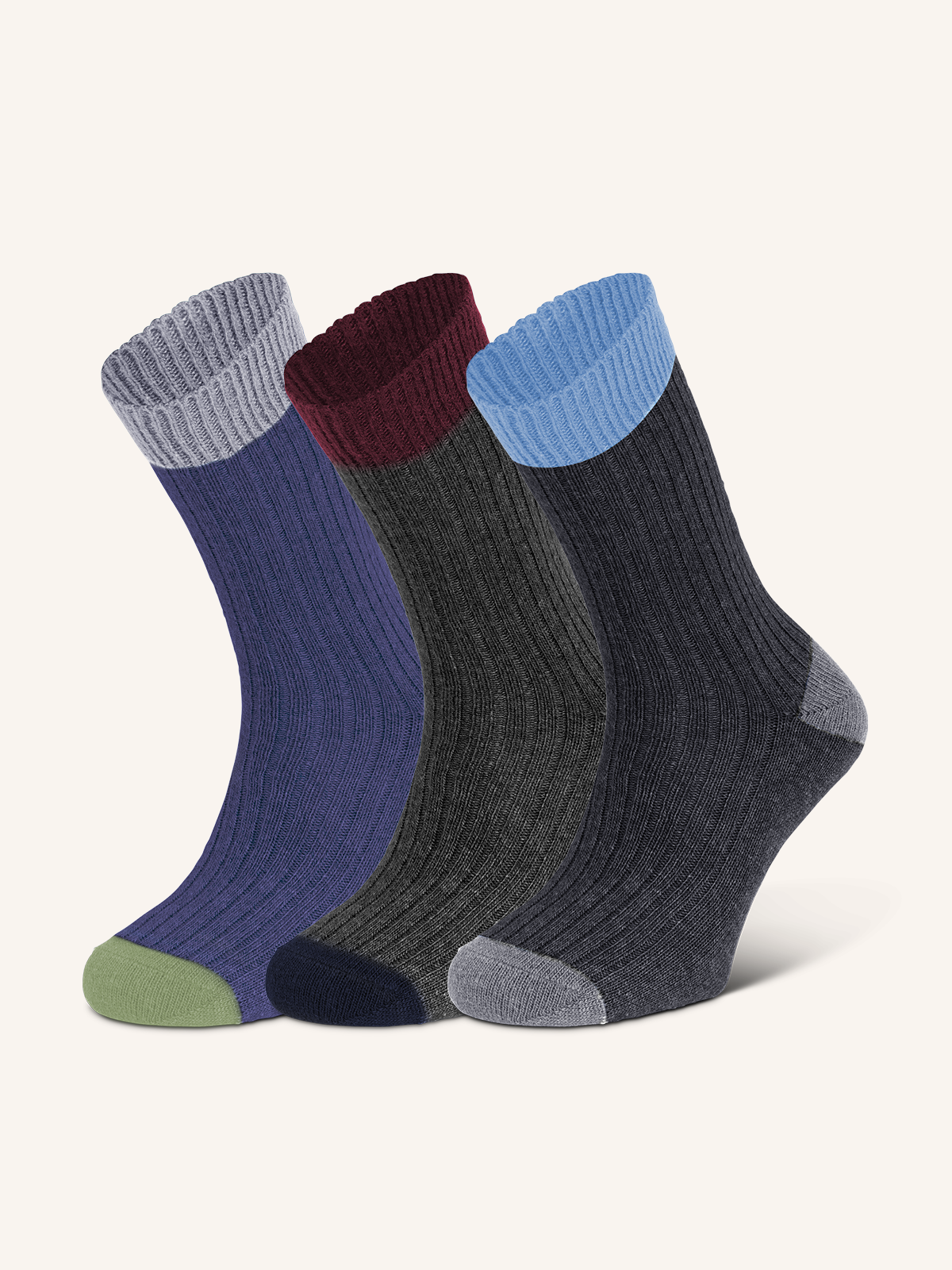 Short Cashmere Sock for Men | Plain Color | Pack of 3 Pairs | Cachelife UC