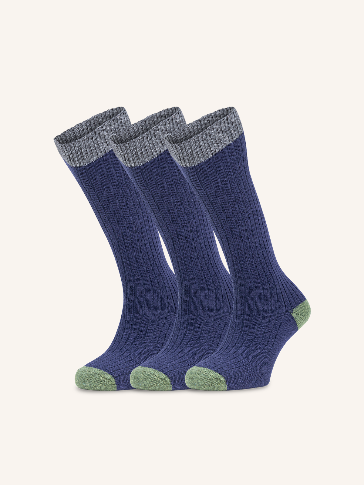Long socks in Cashmere and Wool blend for Men | Plain Color | Pack of 3 Pairs | Cachelife UL