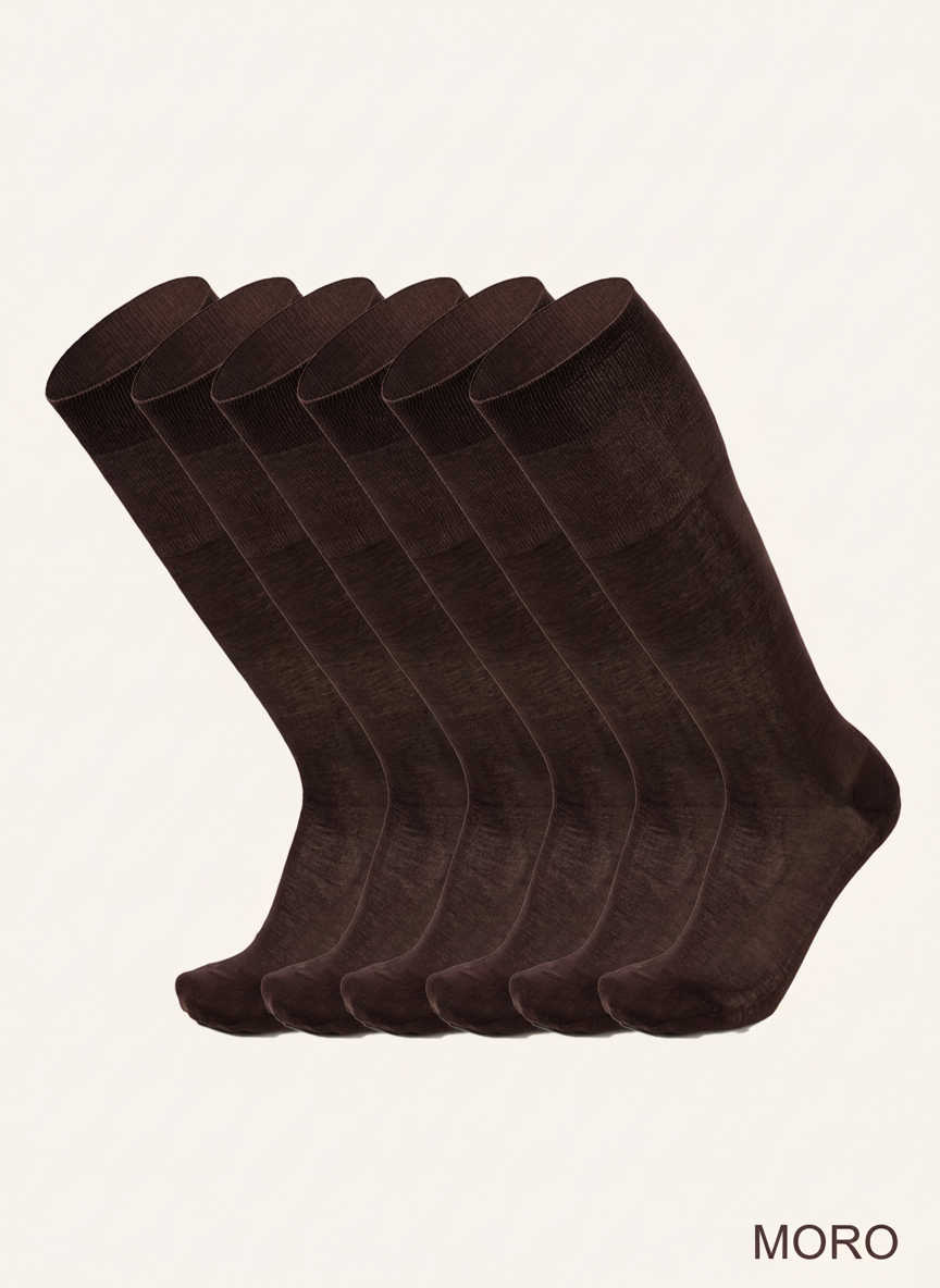 Calza Lunga in Filo di Scozia Climatizzato per Uomo | Tinta Unita | Confezione da 6 Paia | Chiffon L