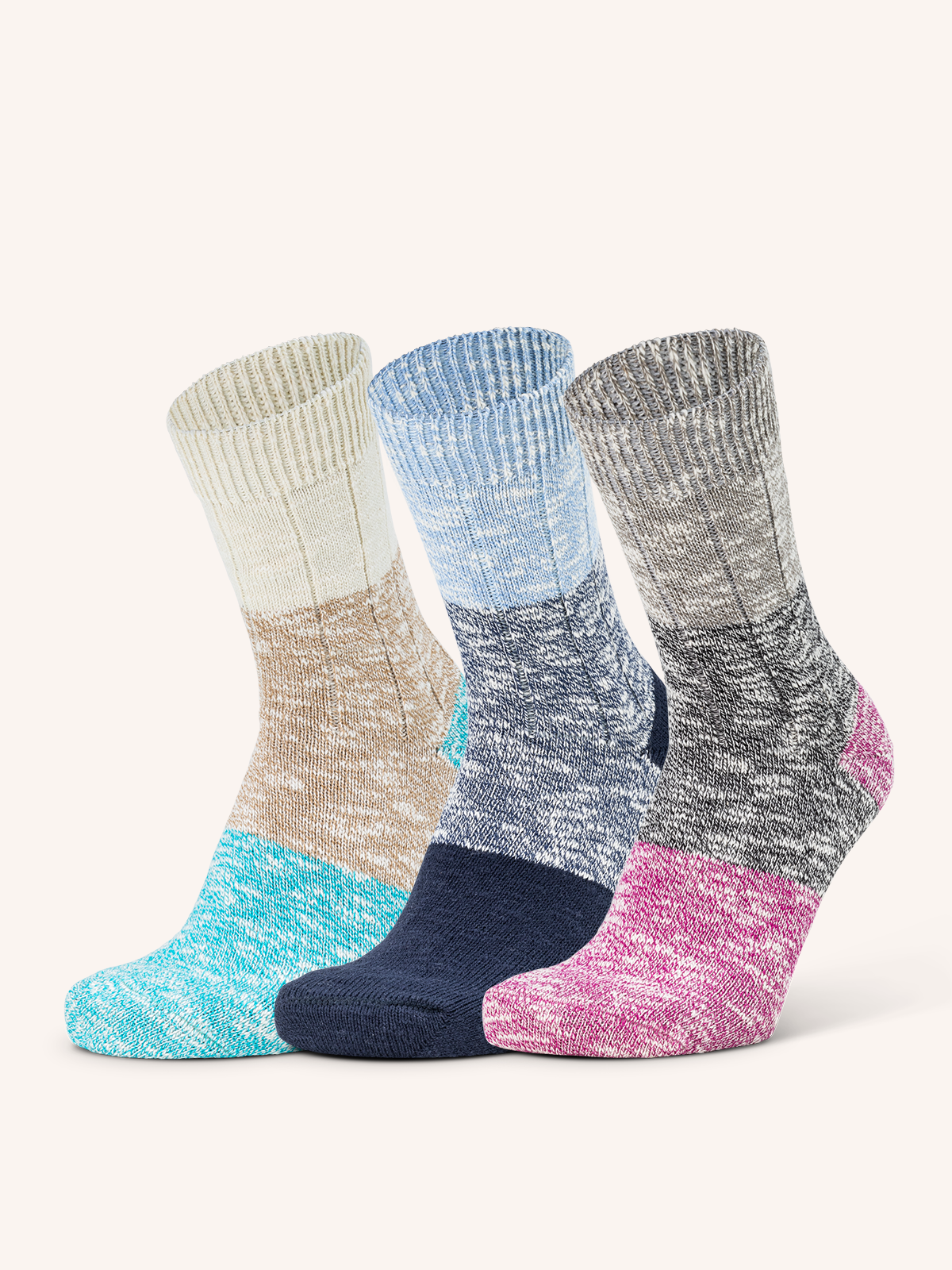 Calza Corta Melange in Cotone per Donna | Fantasia | Confezione da 3 Paia | Country D