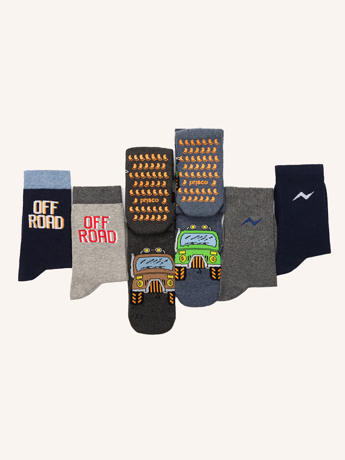 Kit Calze per Bambino (Antiscivolo, Corto, Spugna) | Fantasia | Confezione da 6 Paia | Day Kit