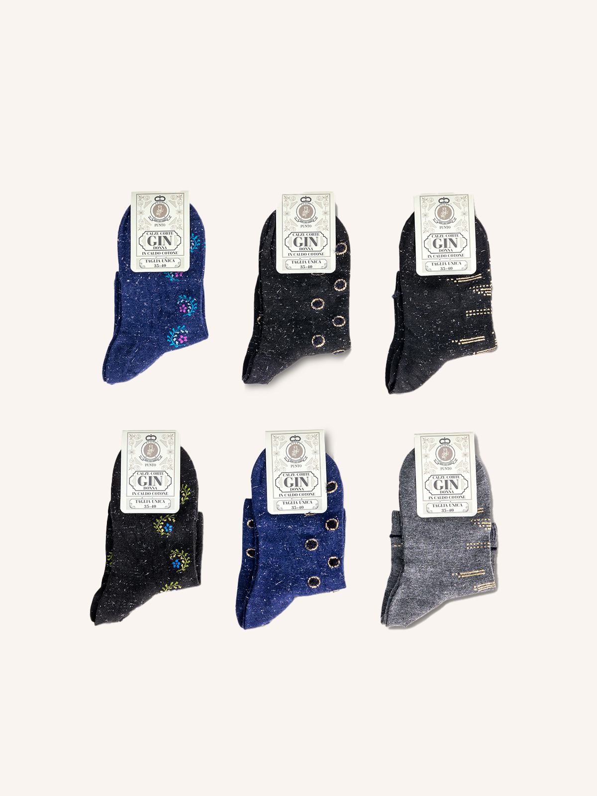 Short Viscose Socks for Women | Fantasy | Pack of 6 Pairs | Gin