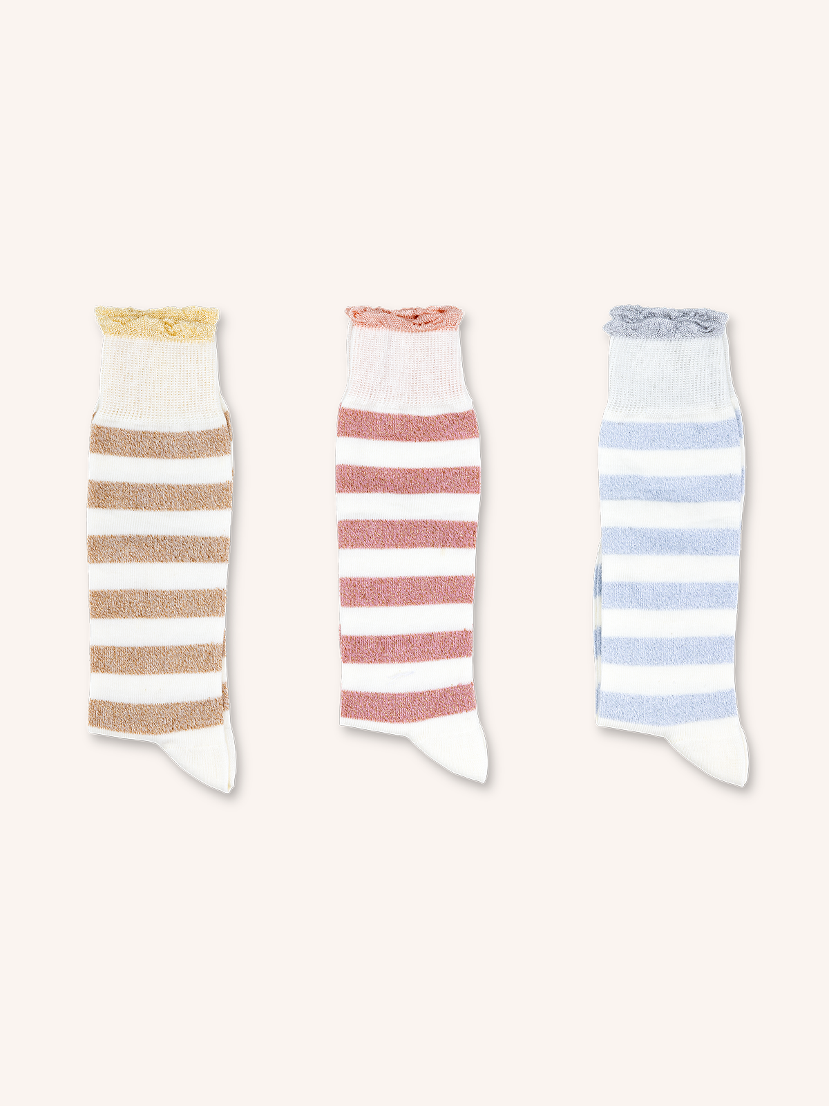 Long Socks with Lamè for Kids | Striped Dye | Pack of 3 Pairs | Glossy B