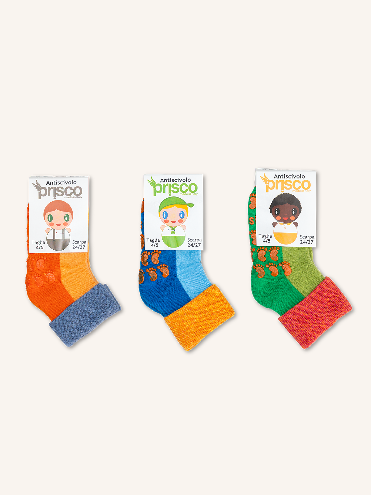 Calza Antiscivolo in Cotone per Neonato | Tinta Unita | Confezione da 3 paia | GOMMINA