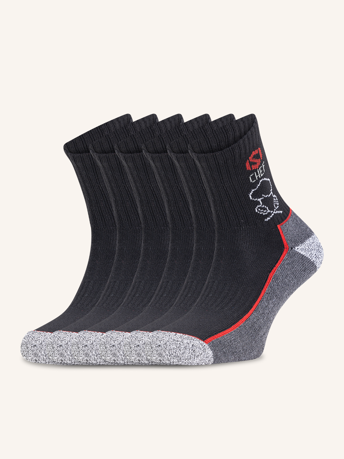 Calza Corta in Materiale Resistente per Chef Unisex | Tinta Unita | Confezione da 6 Paia | JOB 12