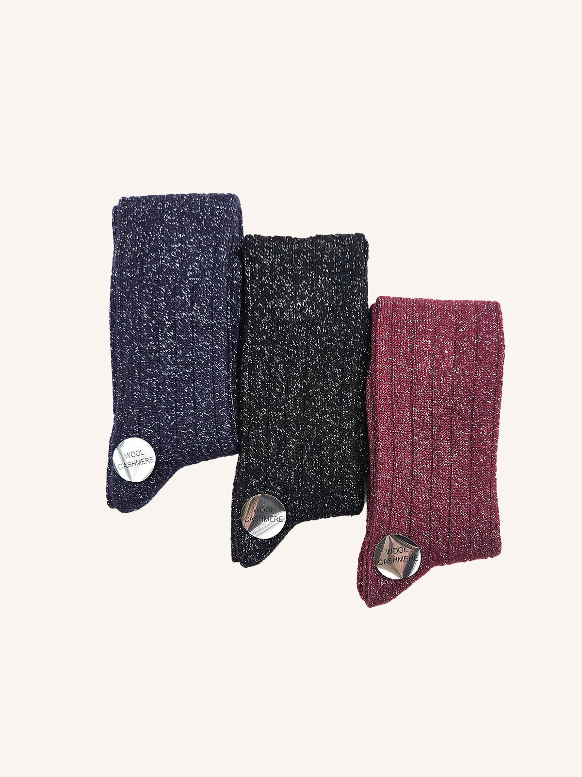 Calza Lunga in misto Cashmere e Lurex per Donna | Tinta Unita | Confezione da 3 Paia | Lolita L LILIBET L