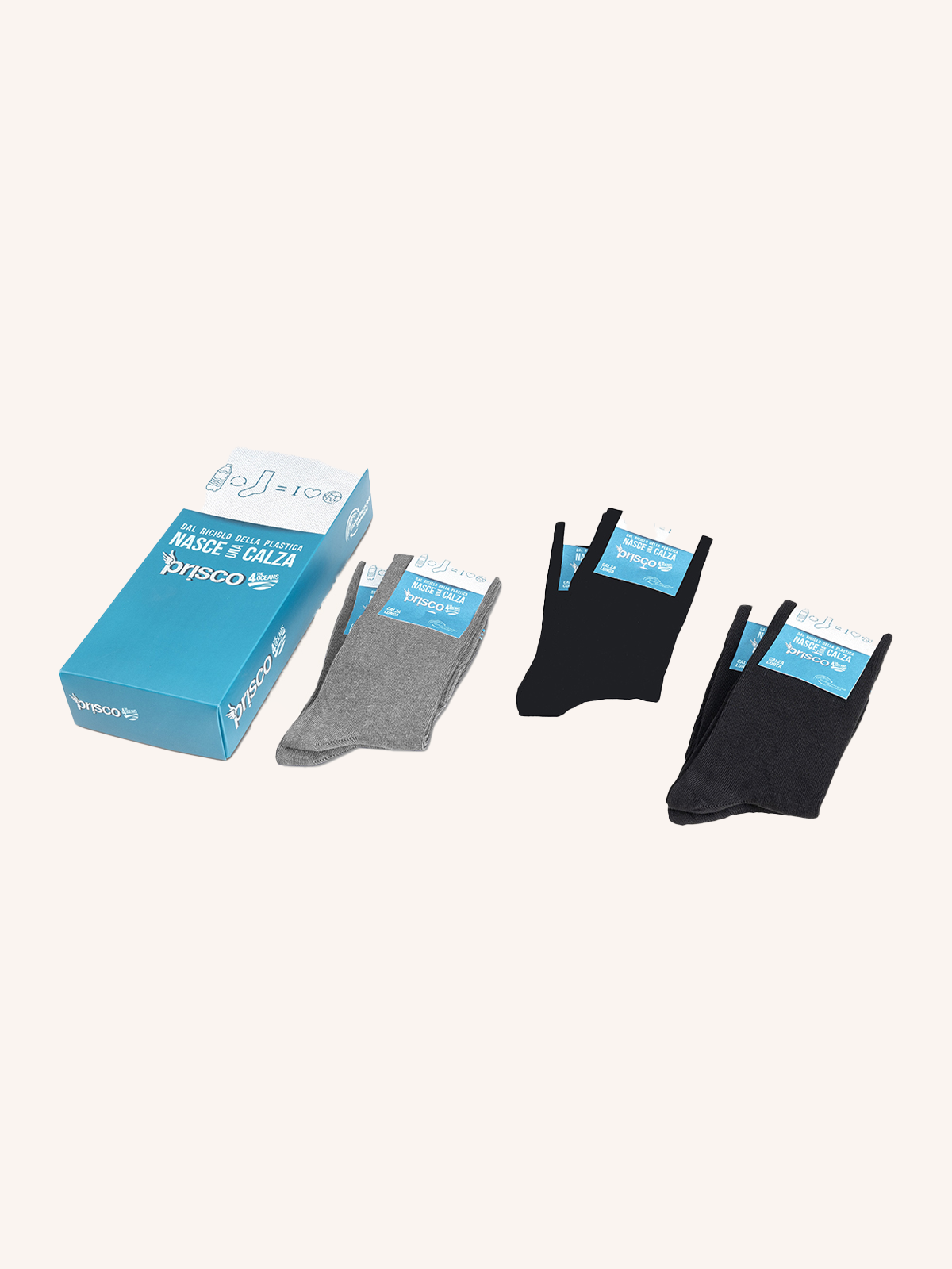 Long Sock in Recycled Fibers for Women | Plain Color | Pack of 3 pairs | Ocean DL