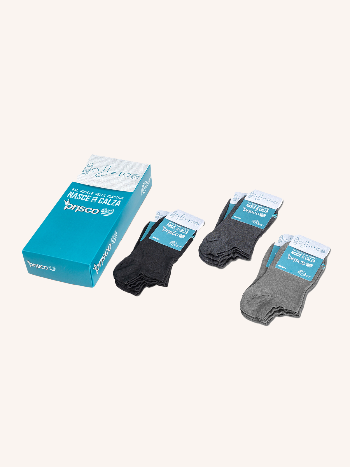 Calza Pariscarpa in Fibre Riciclate per Donna | Tinta Unita | Confezione da 6 paia | Ocean DP