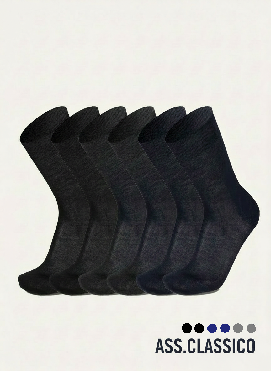 Calza Corta Rasata in 100% Filo di Scozia doppia resistenza per Uomo | Tinta Unita | Confezione da 6 Paia | Principe Rc