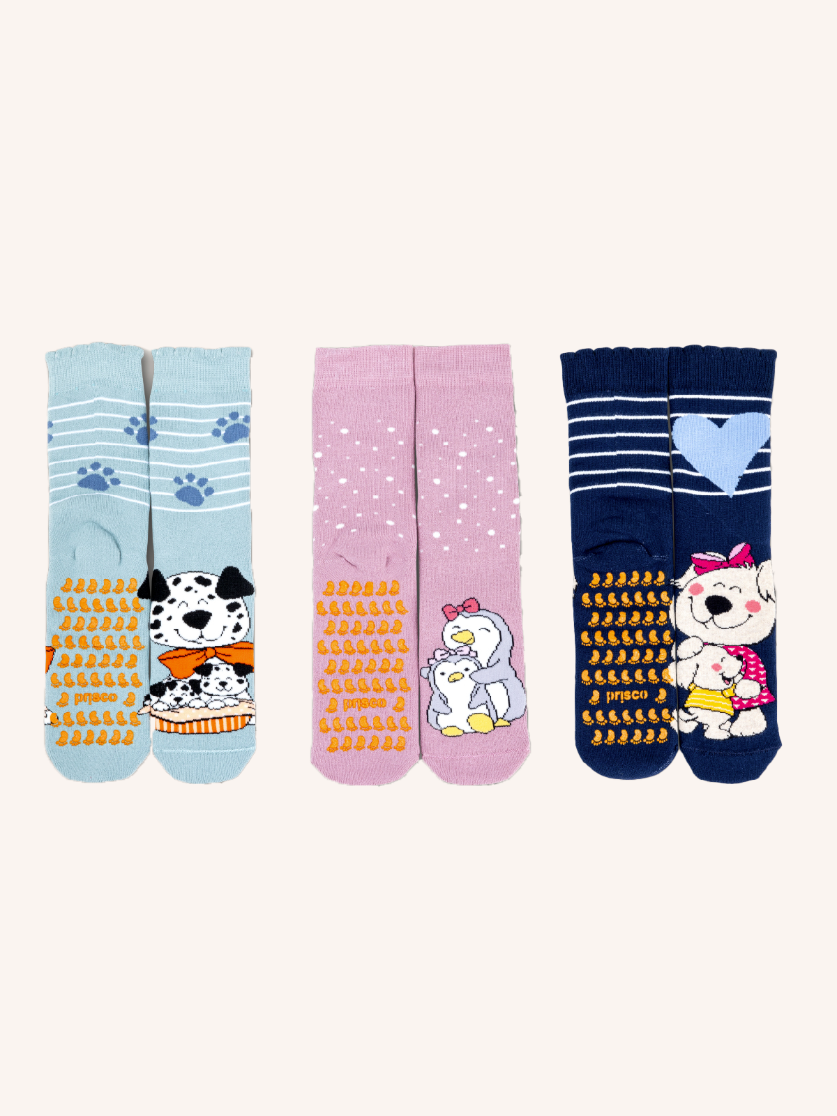 Cotton Anti-Slip Socks for Child | Pack of 3 Pairs | Priscotti B