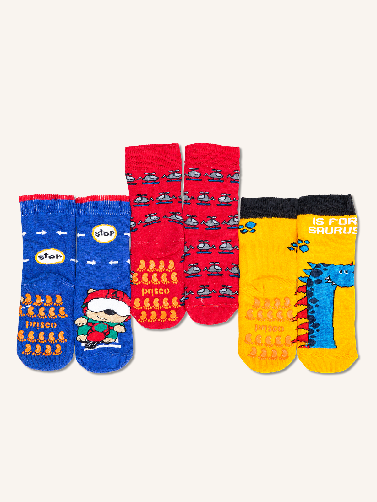 Non-slip Cotton Bootie with Biscuit Bag Packaging for Newborns | Plain Color | Pack of 3 Pairs | PRISCUIT N