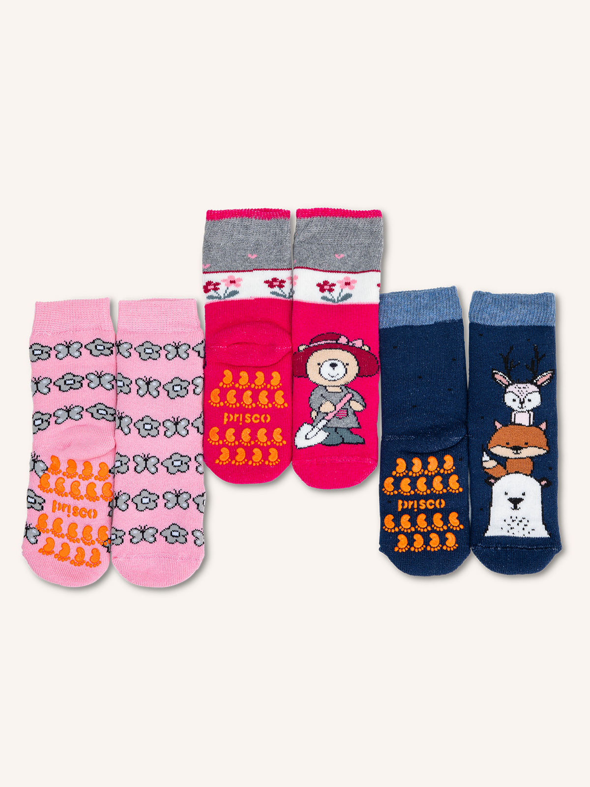 Non-slip Cotton Bootie with Biscuit Bag Packaging for Newborns | Plain Color | Pack of 3 Pairs | PRISCUIT N