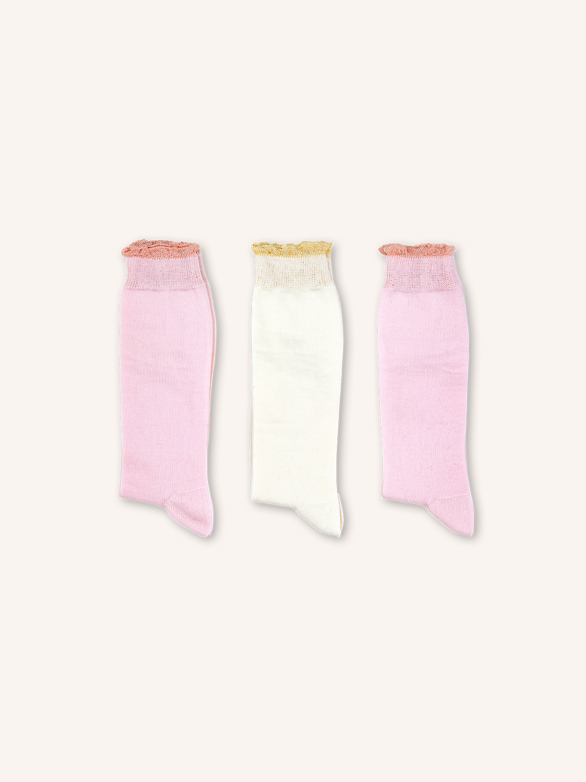 Long Cotton Socks for Girl | Plain Color | Pack of 3 Pairs | Viki B