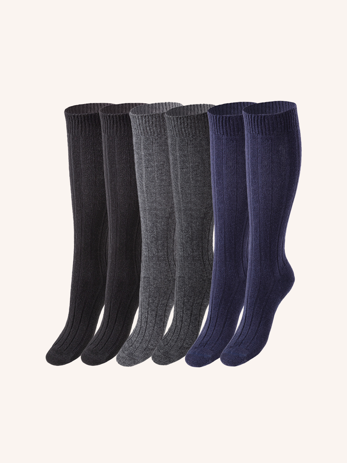 Long Wool Socks for Women | Plain Color | Pack of 6 pairs | Woolife DL