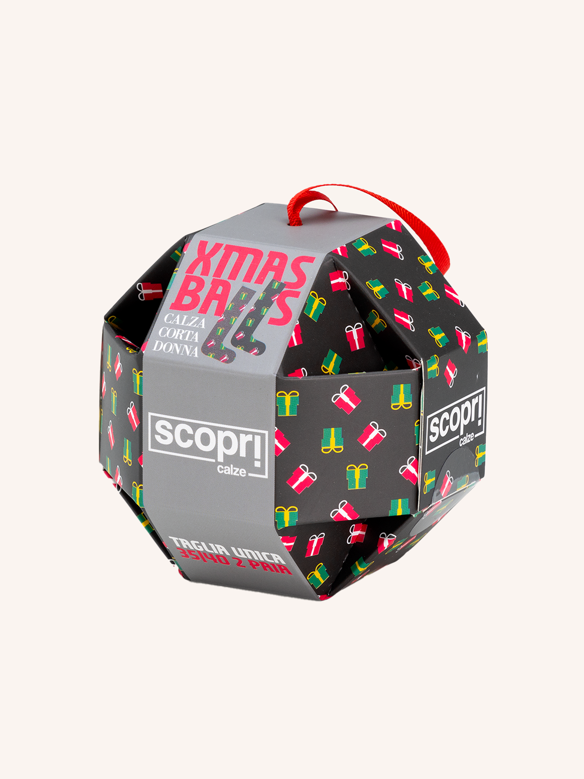 Calza Corta in Caldo Cotone per Donna | Fantasia Natalizia | Confezione da 2 paia | Xmas DC