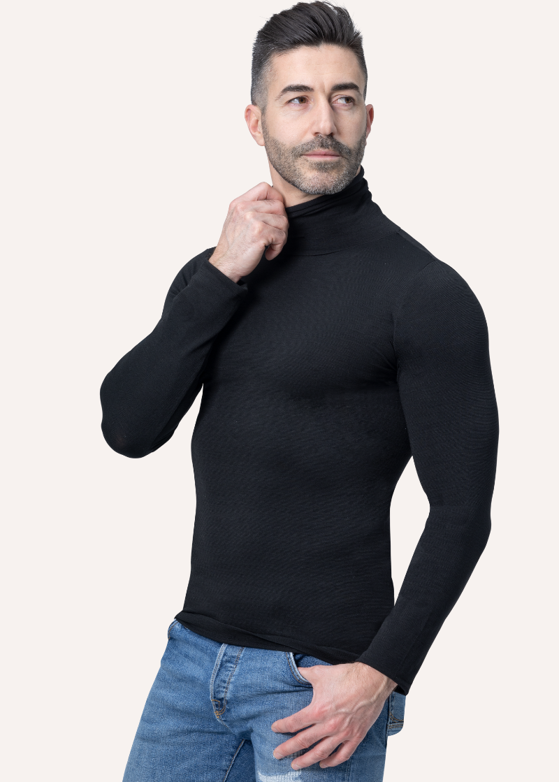 Maglia Dolcevita da Uomo a manica lunga in Modal Ultralight con Cashmere | Tecnologia Seamless senza cuciture | Confezione Singola | LORDCASH