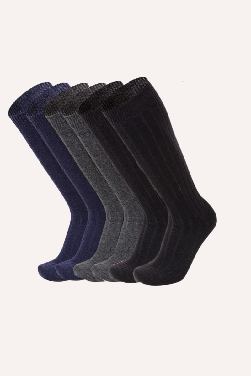 Long Cashmere Sock for Men | Plain Color | Pack of 6 pairs | Cashmere L 10