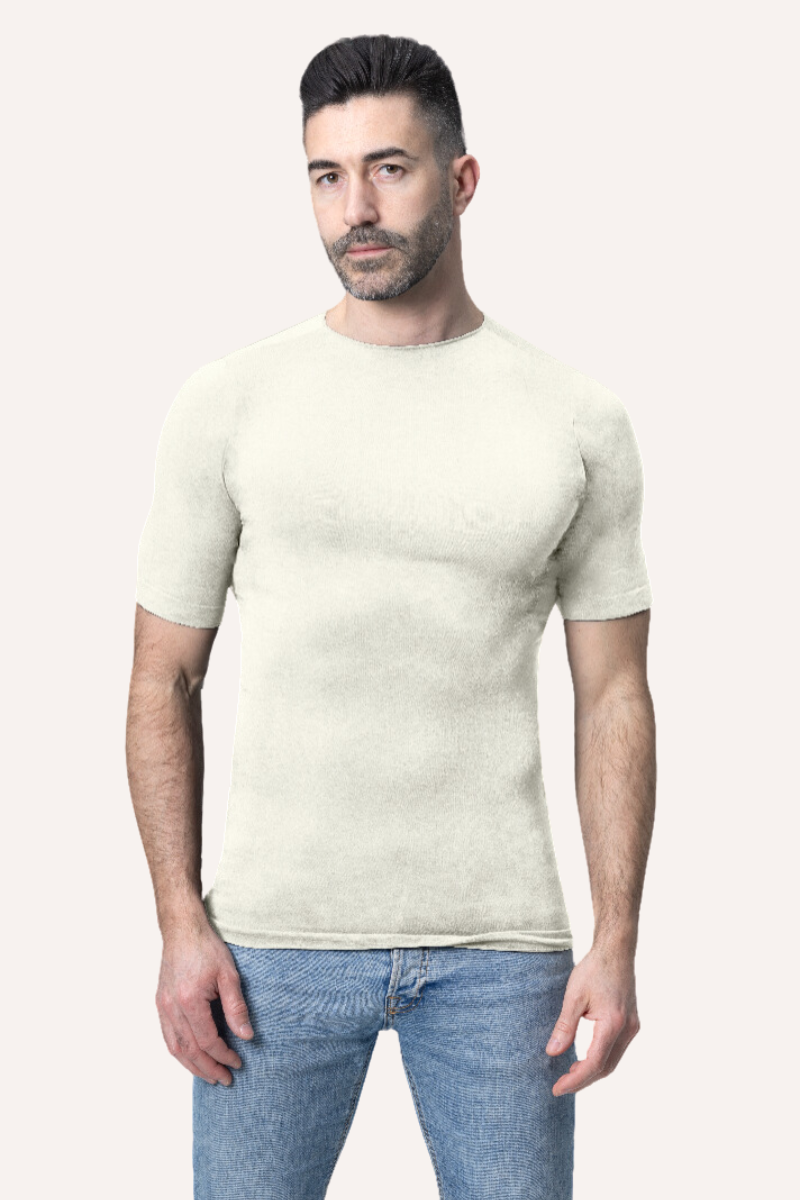 Maglia Girocollo a Mezza Manica da Uomo in Modal Ultralight con Cashmere | Tecnologia Seamless senza cuciture | Confezione Singola | MRCASH