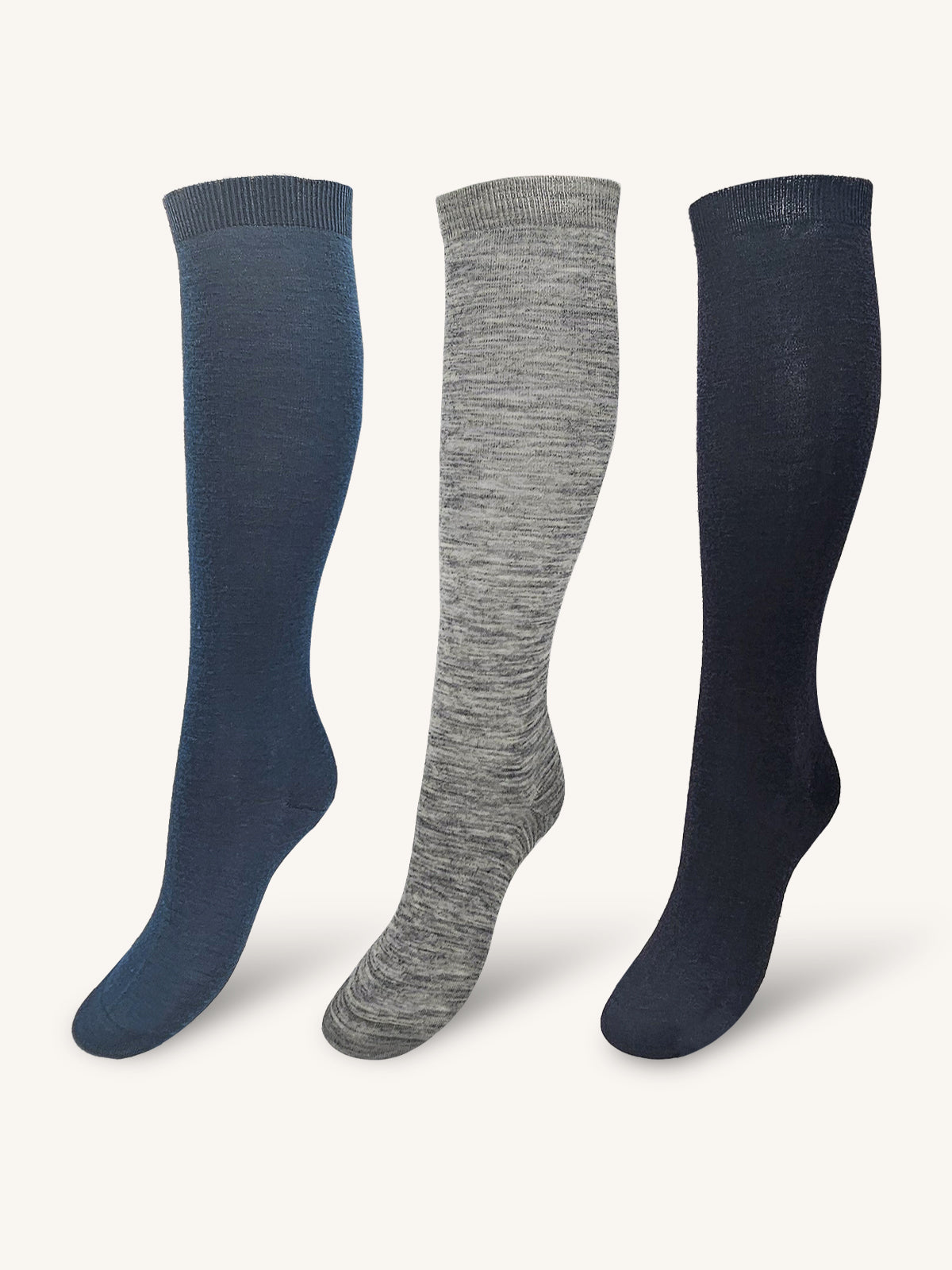 Long Wool Socks for Women | Plain Color | Pack of 3 Pairs | Cool Wool DL