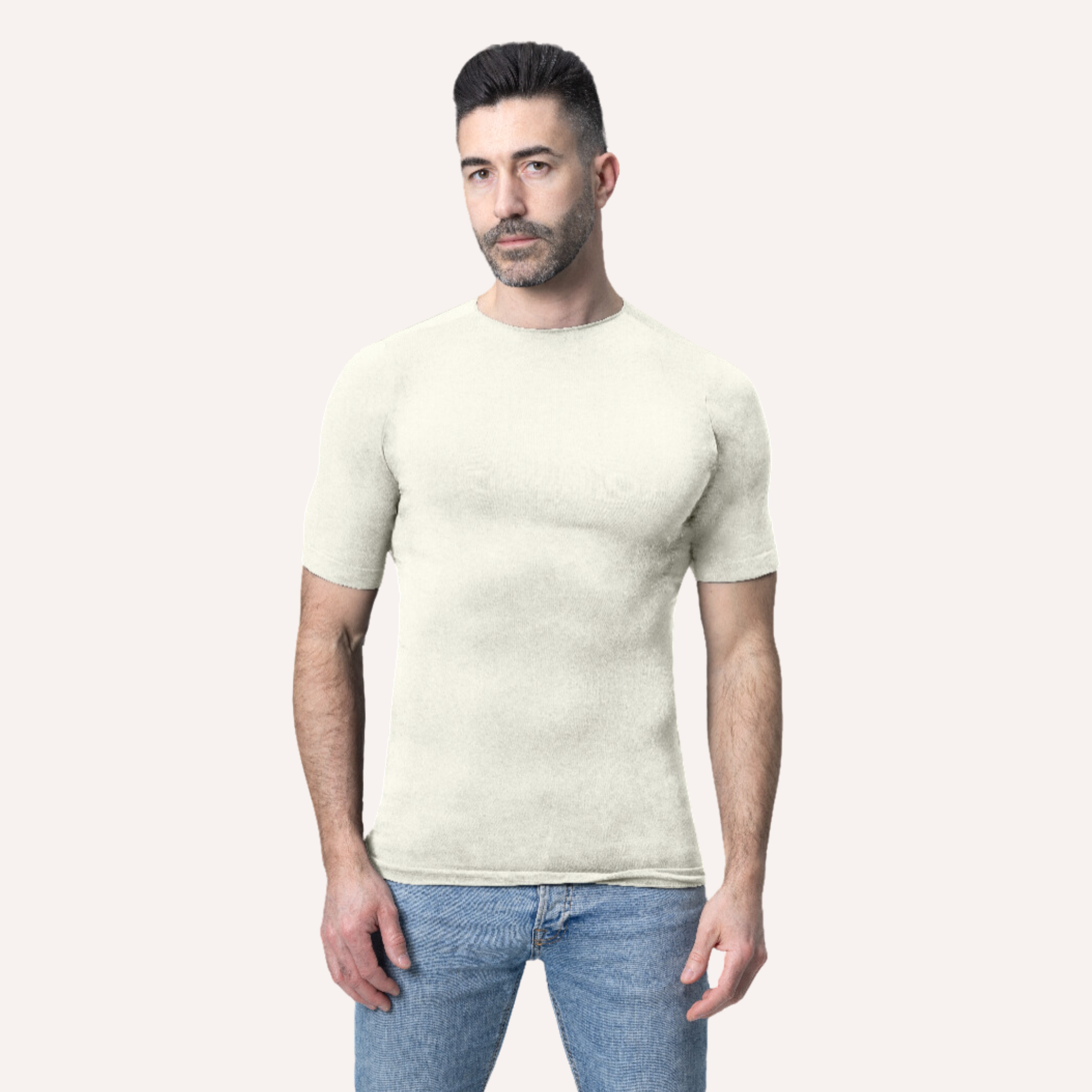 Maglia Girocollo a Mezza Manica da Uomo in Modal Ultralight con Cashmere | Tecnologia Seamless senza cuciture | Confezione Singola | MRCASH