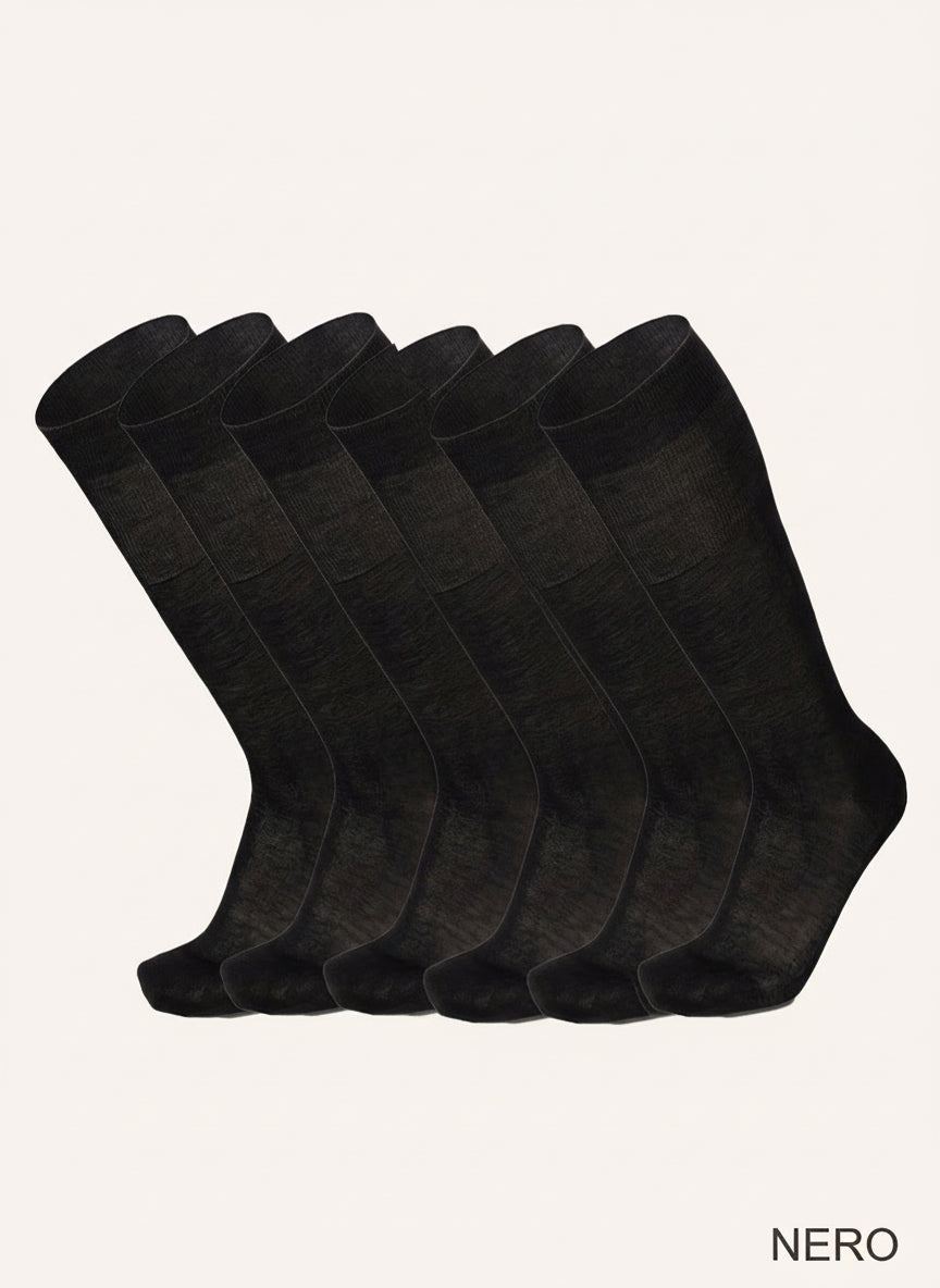 Calza Lunga Rasata per Uomo | Tinta Unita | Confezione da 6 Paia | Warm Cotton Climatic L