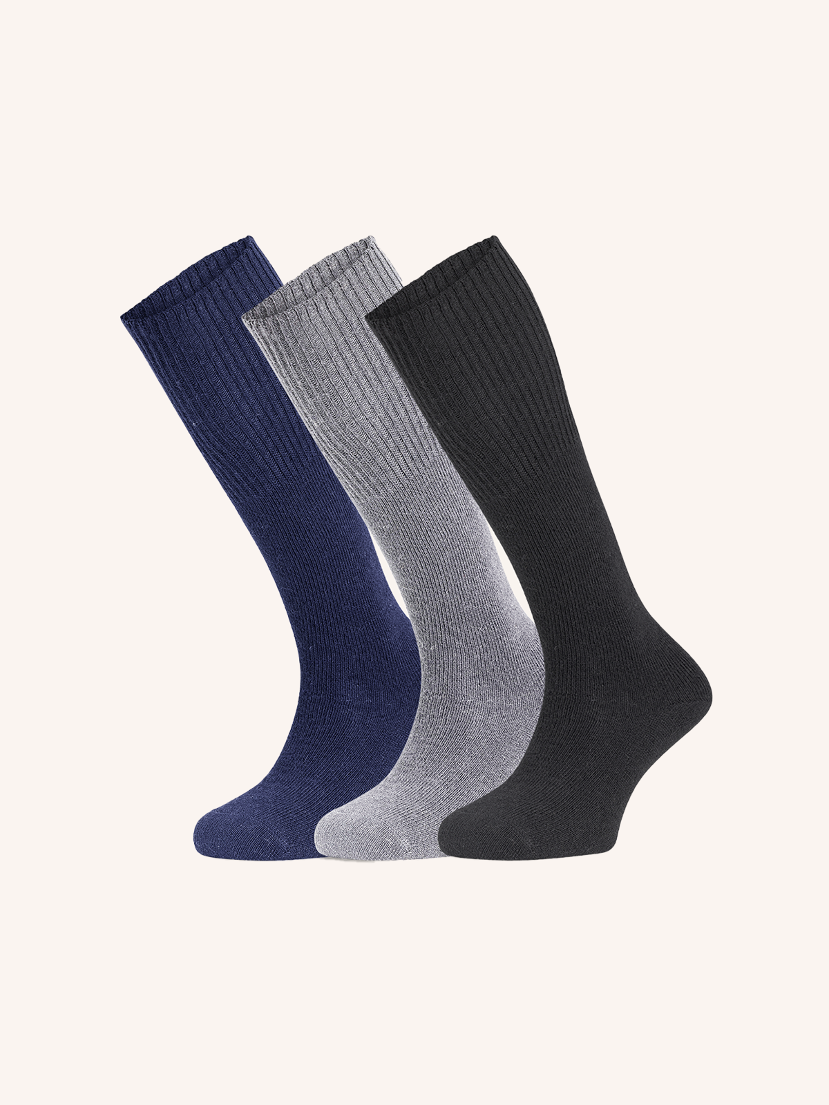 Long Ribbed Alpaca Sock for Men | Plain Color | Pack of 3 pairs | Alpa 1:1 UL