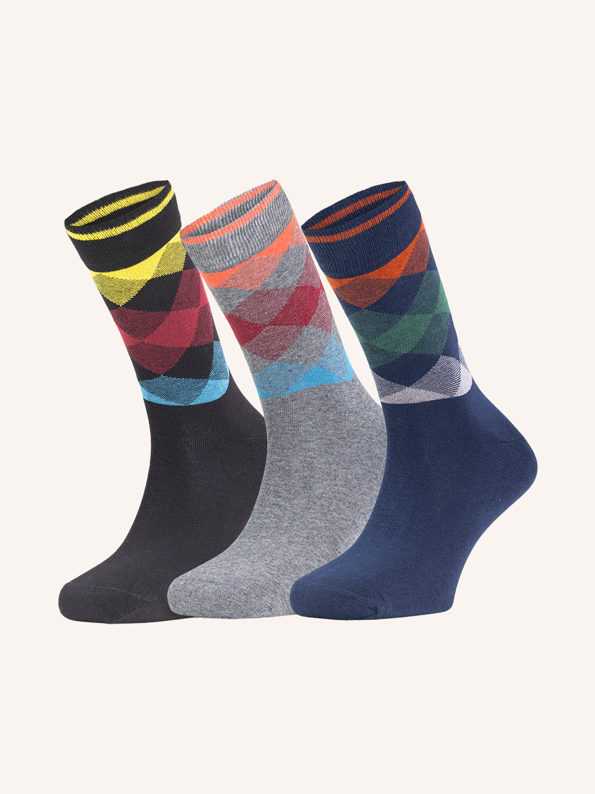 Short Combed Cotton Sock for Men | Fantasy | Pack of 3 pairs | Bruce C