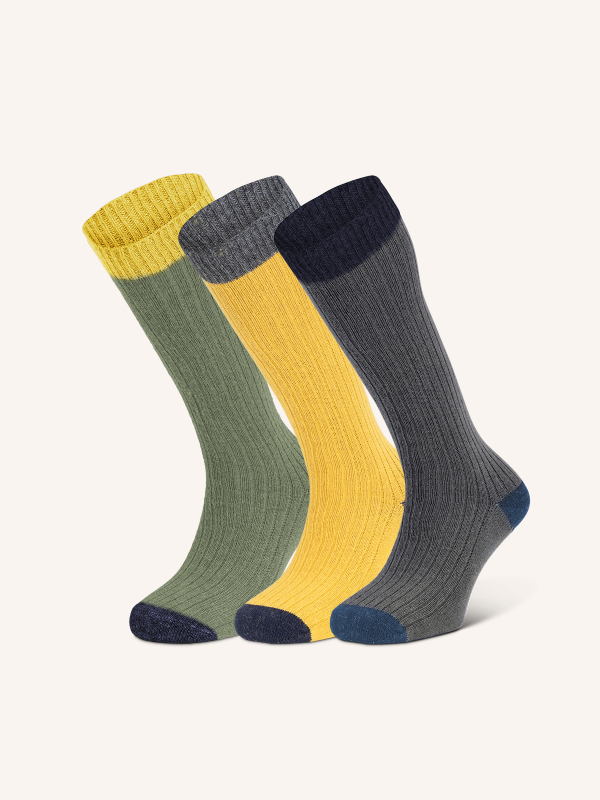Long socks in Cashmere and Wool blend for Men | Plain Color | Pack of 3 Pairs | Cachelife UL