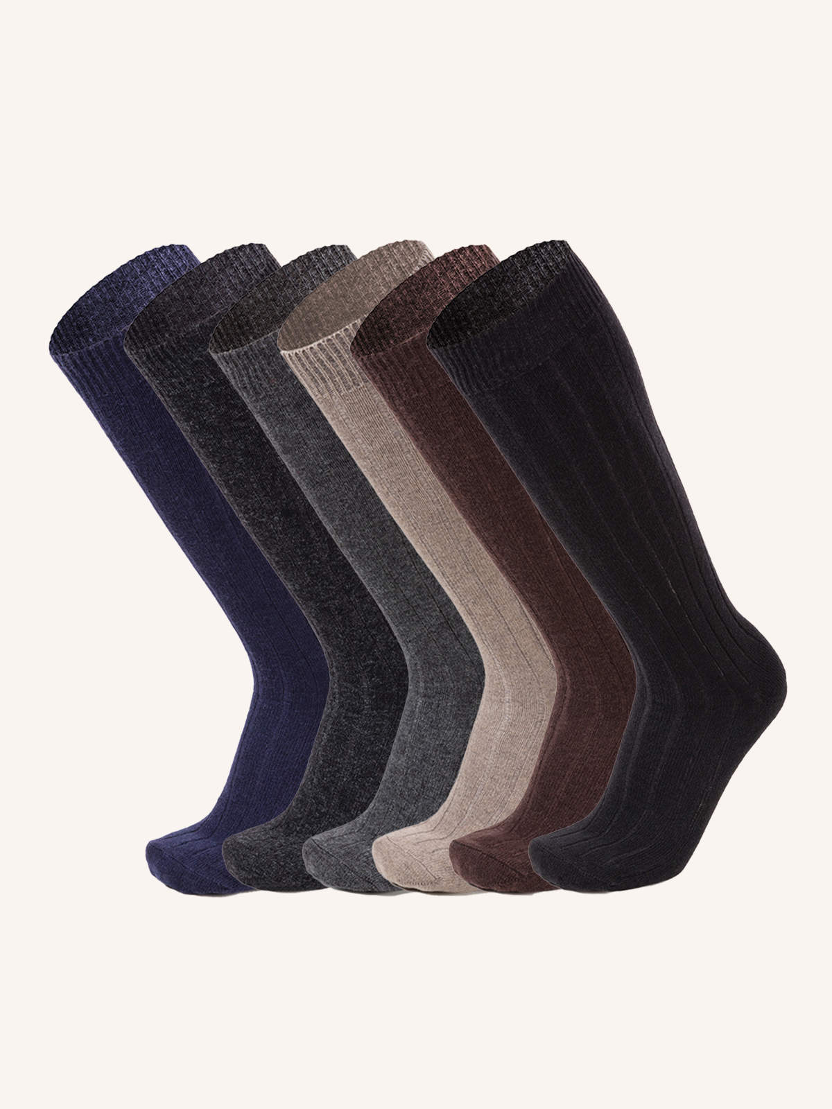 Long Cashmere Sock for Men | Plain Color | Pack of 6 pairs | Cashmere L 10