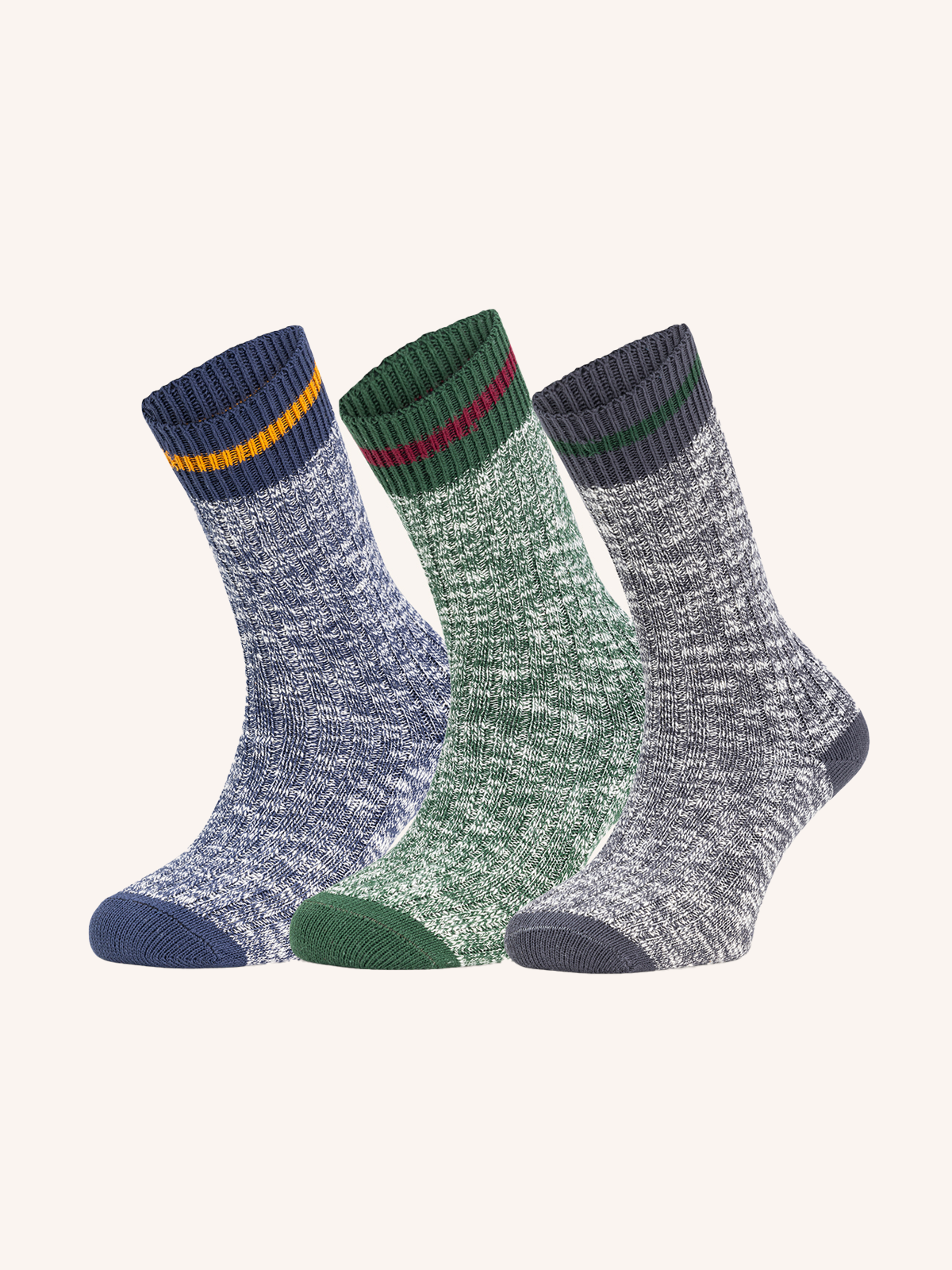 Men's 2-Thread Cotton Short Sock | Plain Color | Pack of 3 pairs | Double