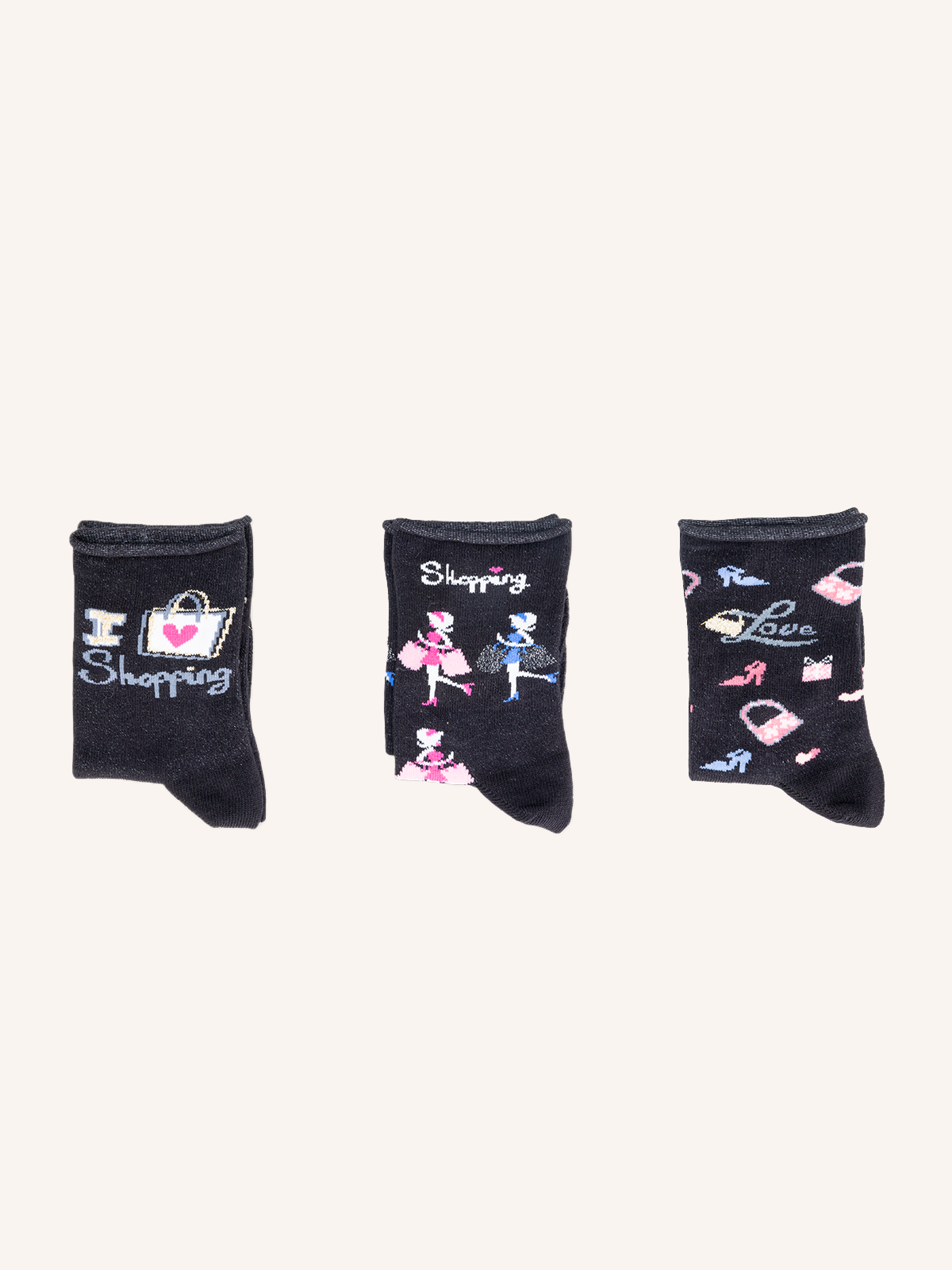 Cotton Short Socks for Girl | Solid Color | Pack of 3 Pairs | Games F