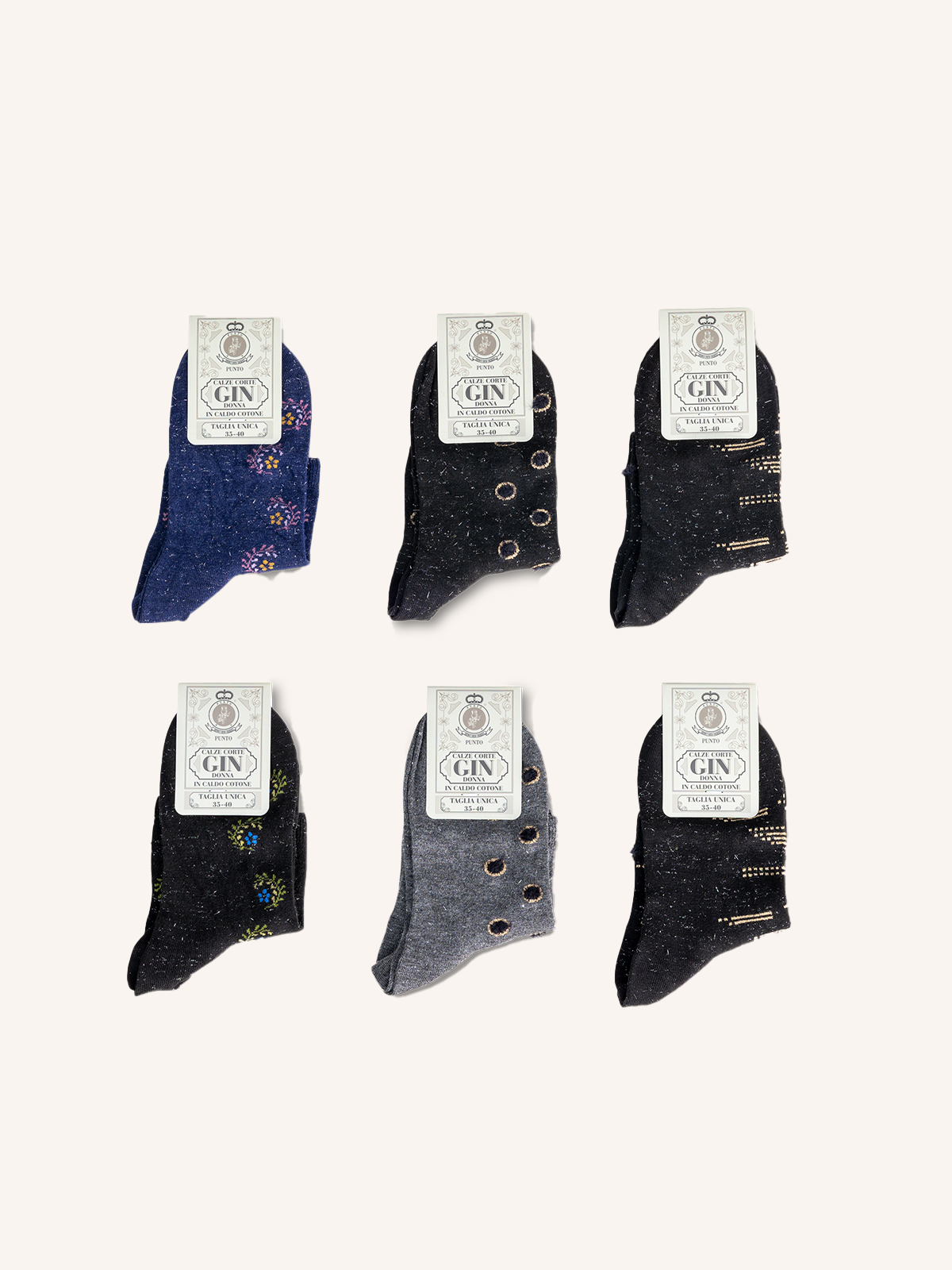 Short Viscose Socks for Women | Fantasy | Pack of 6 Pairs | Gin