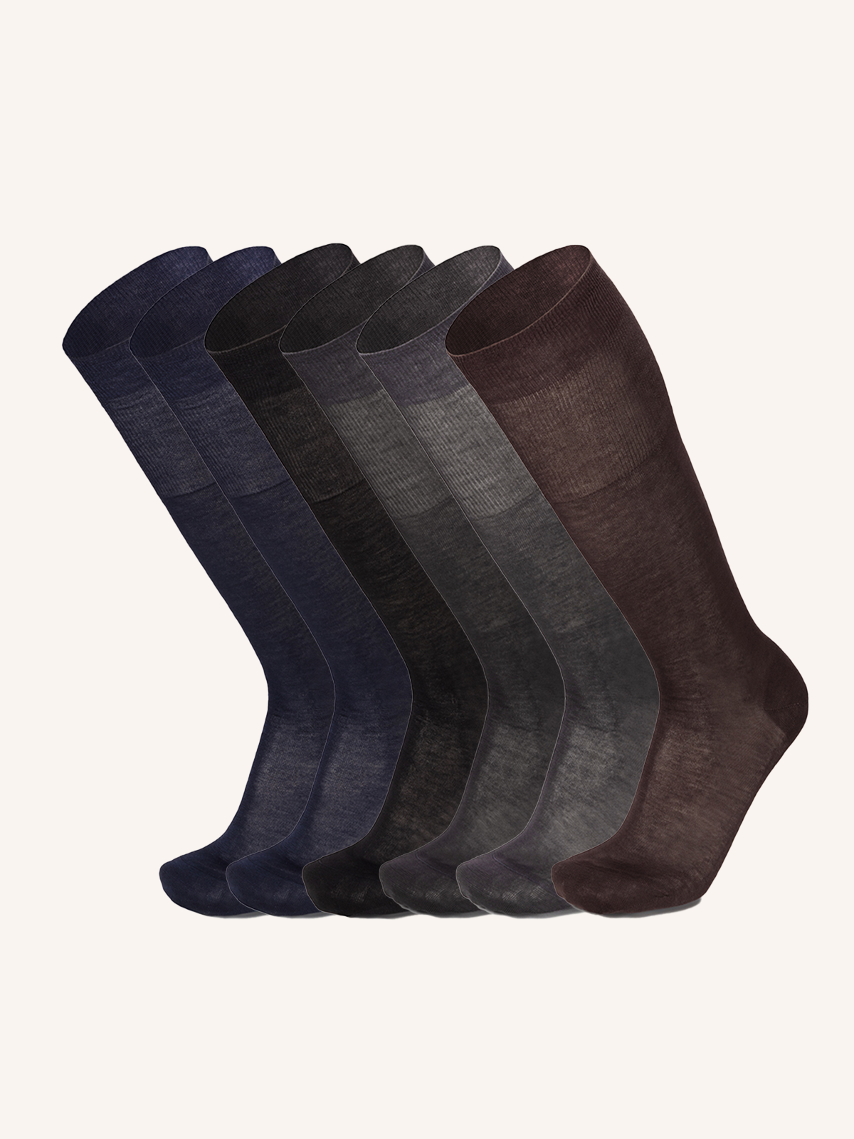 Long Socks in Stretch Cotton Lisle for Men | Plain Color | Pack of 6 pairs | Imperial RL