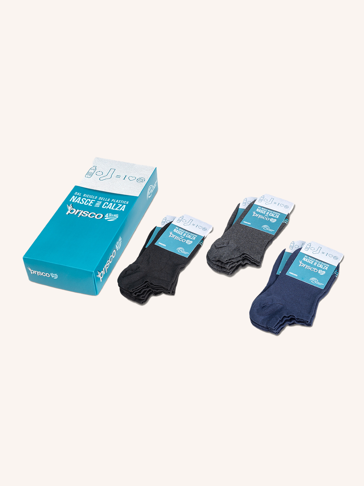 Pariscarpa Sock in Recycled Fibers for Men | Plain Color | Pack of 6 pairs | Ocean UP