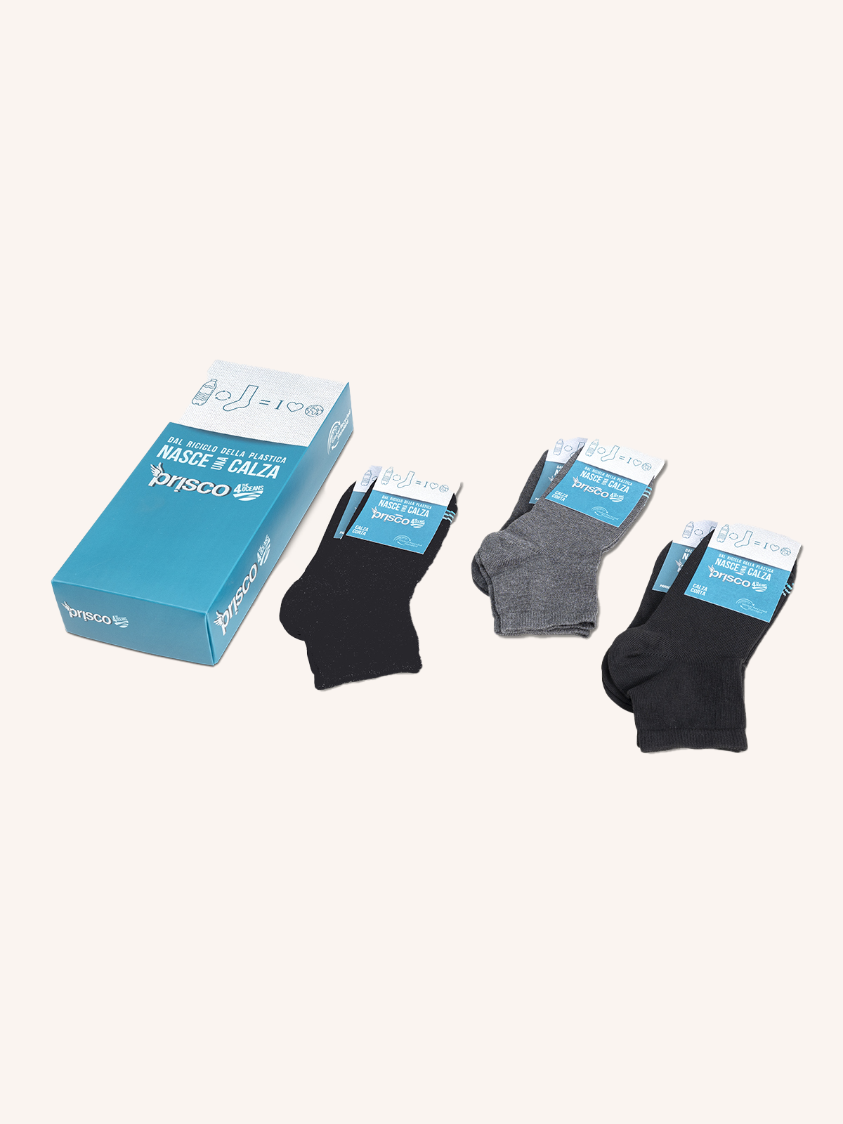 Short Sock in Recycled Fibers for Women | Plain Color | Pack of 3 pairs | Ocean DC