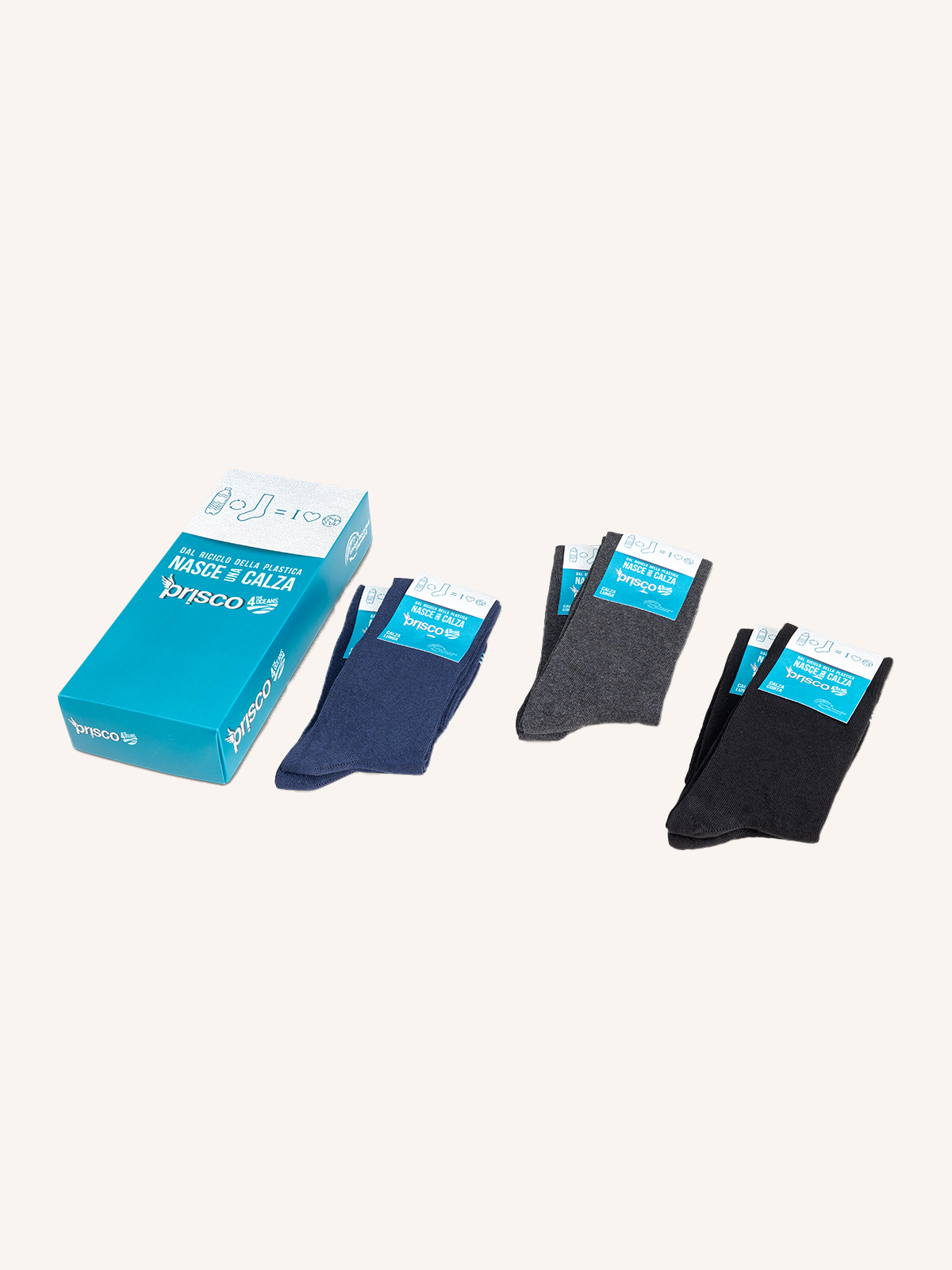 Long Sock in Recycled Fibers for Men | Plain Color | Pack of 6 pairs | Ocean UL