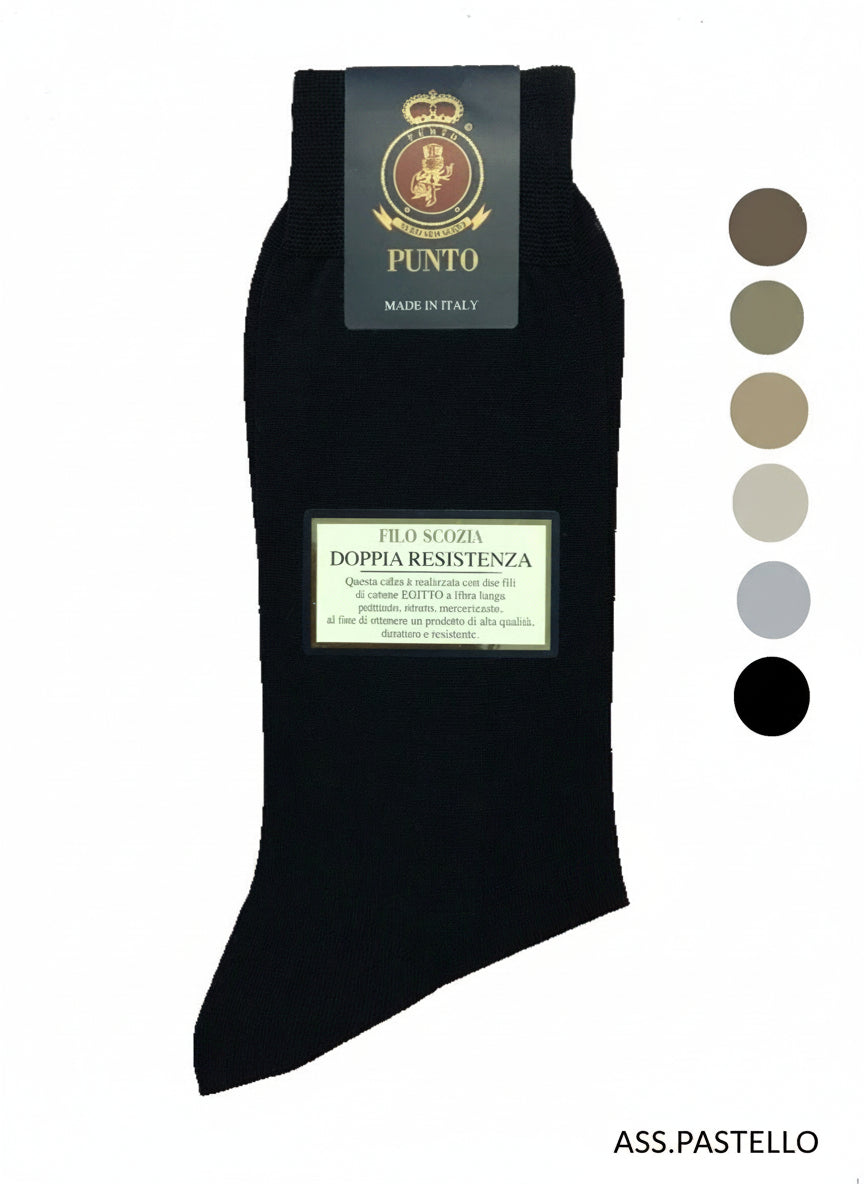 Calza Corta Rasata in 100% Filo di Scozia doppia resistenza per Uomo | Tinta Unita | Confezione da 6 Paia | Principe Rc