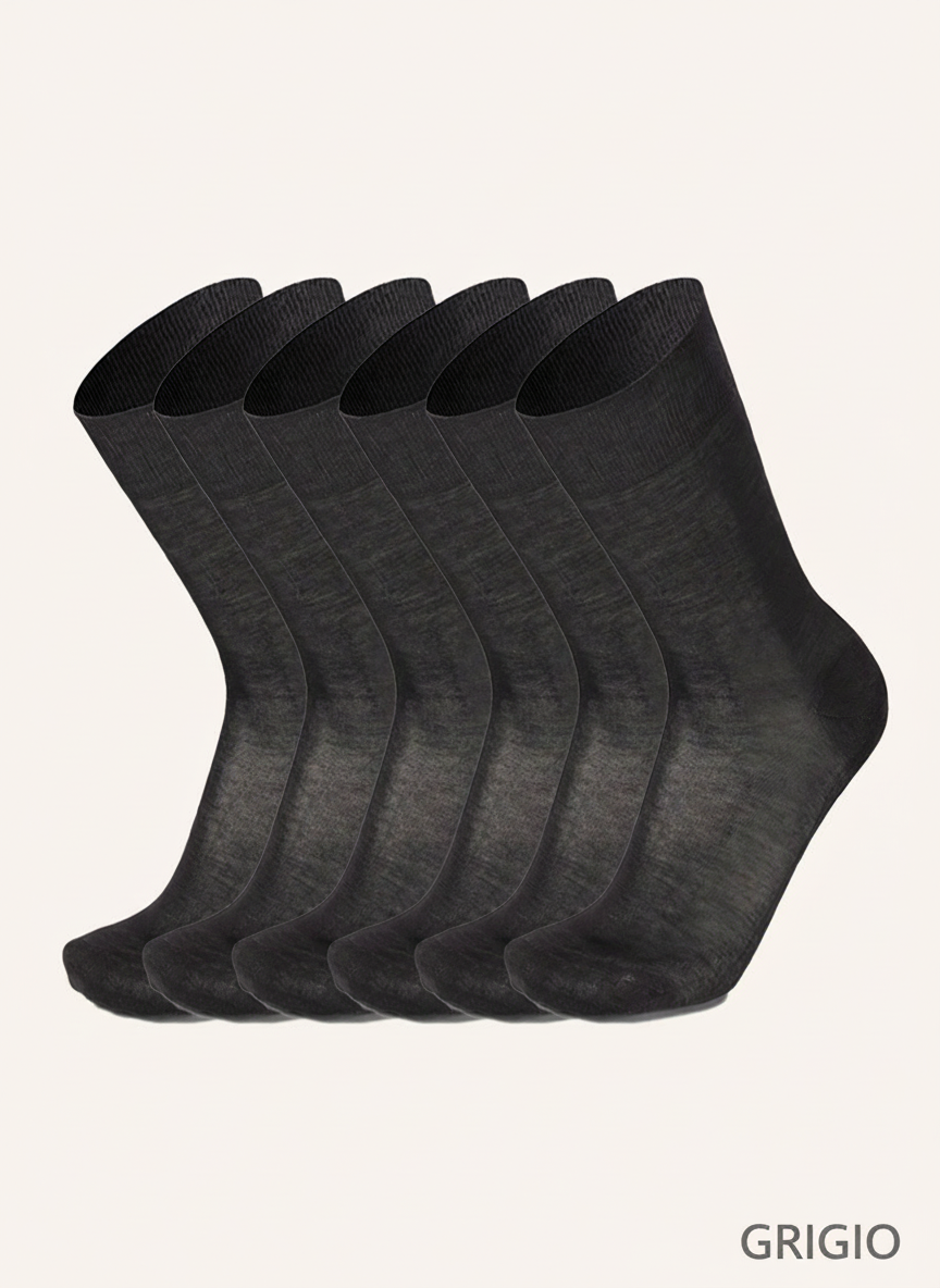 Calza Corta Rasata in 100% Filo di Scozia doppia resistenza per Uomo | Tinta Unita | Confezione da 6 Paia | Principe Rc