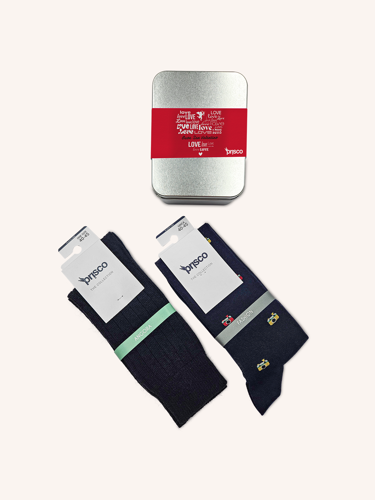 Calze Lunghe in Caldo Cotone e in Angora per Uomo | Gift Box di San Valentino Limited Edition | Confezione da 2 paia | Valentino UL