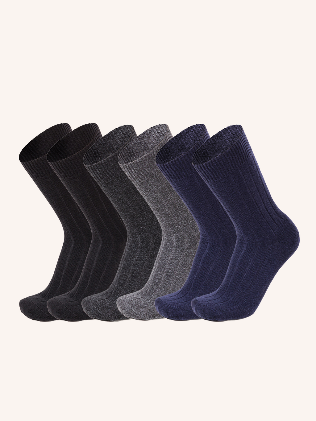 Short Wool Sock for Men, Plain Color, Pack of 6 pairs