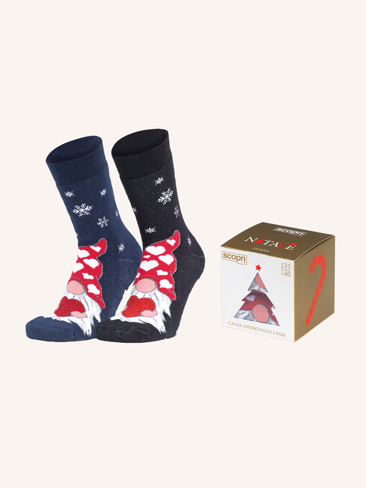 Non-slip Cotton Socks for Women | Christmas Fantasy | Pack of 2 Pairs | Xmas DA